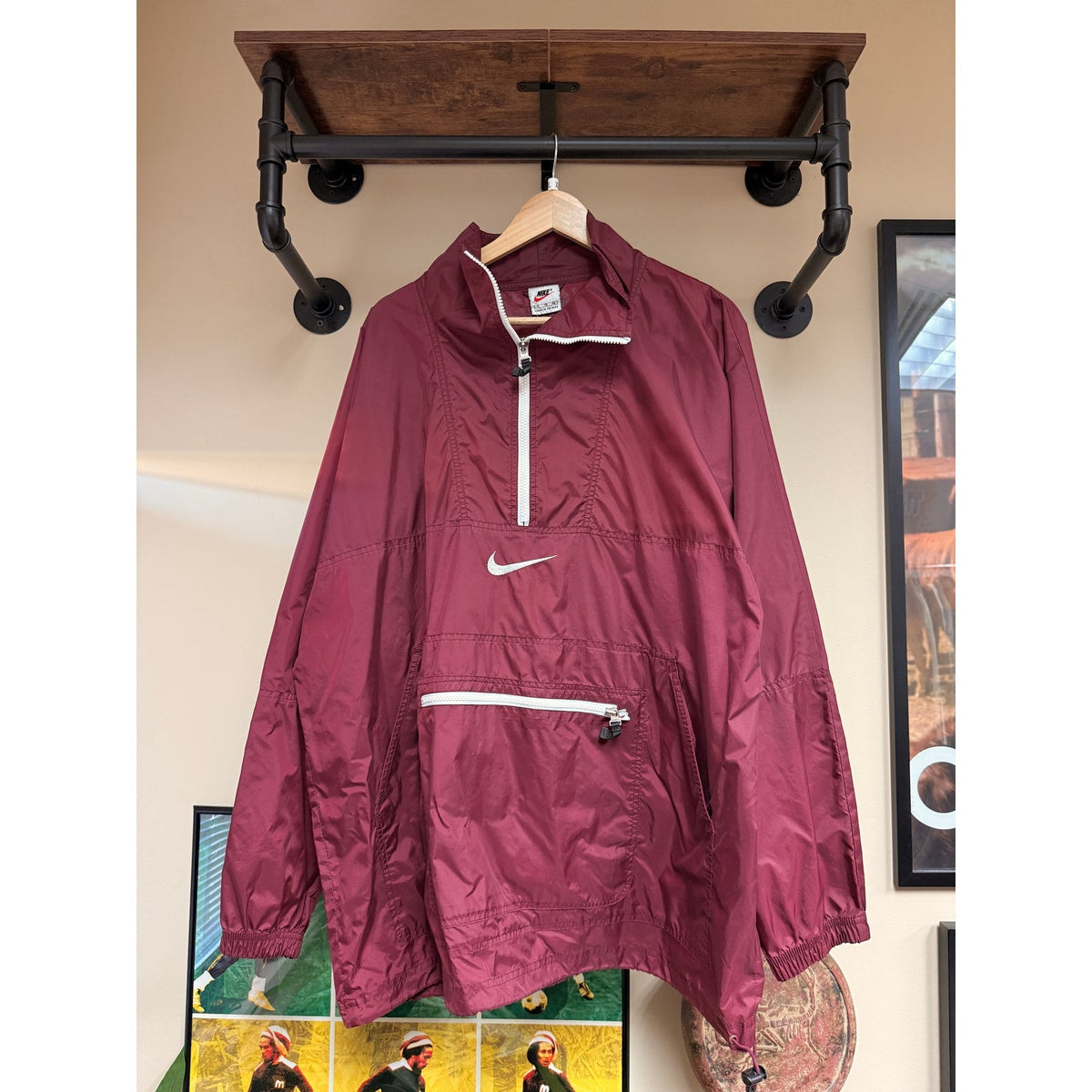 90s Nike Maroon Center Swoosh Anorak Jacket
