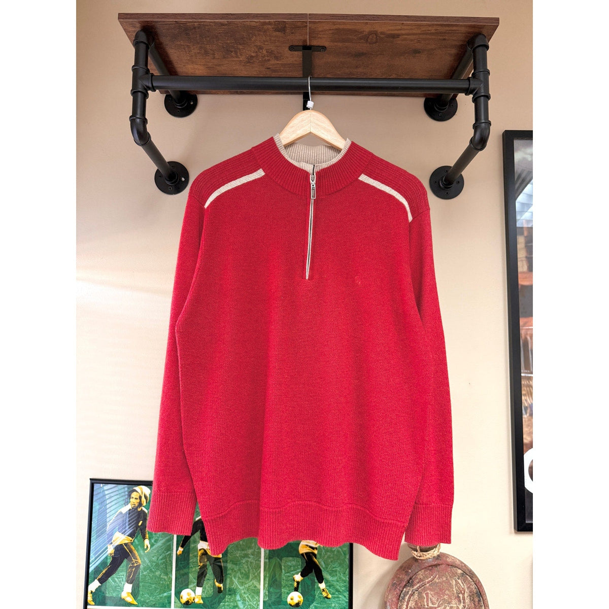 90s Dai Shu Kangaroo Red 1/4 Zip Sweater