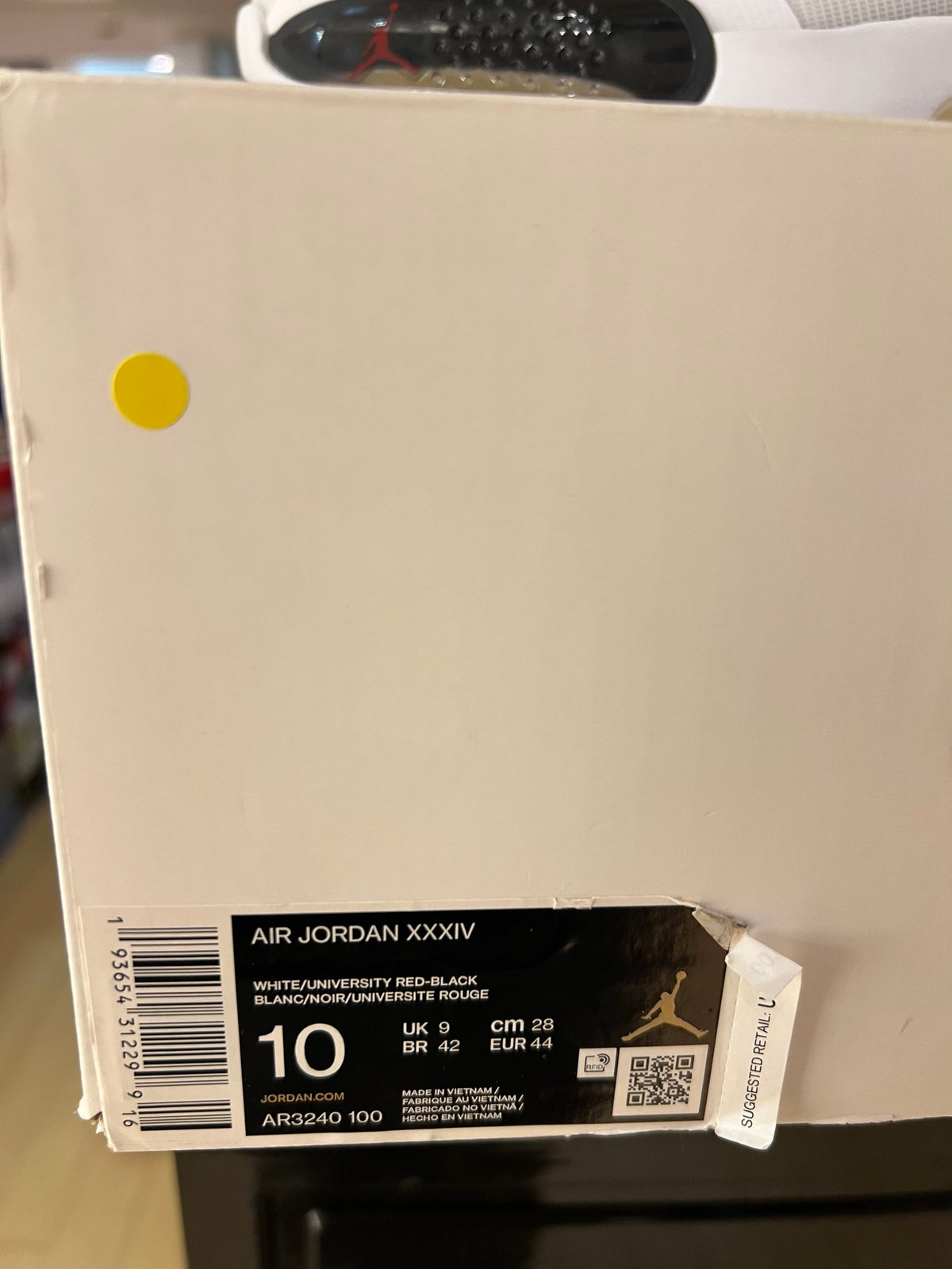 Jordan XXXIV White Black Red used