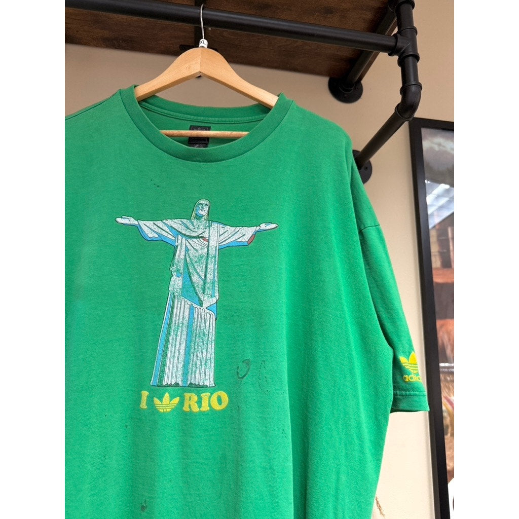 Y2K Adidas I Love Rio Christ the Redeemer Tee