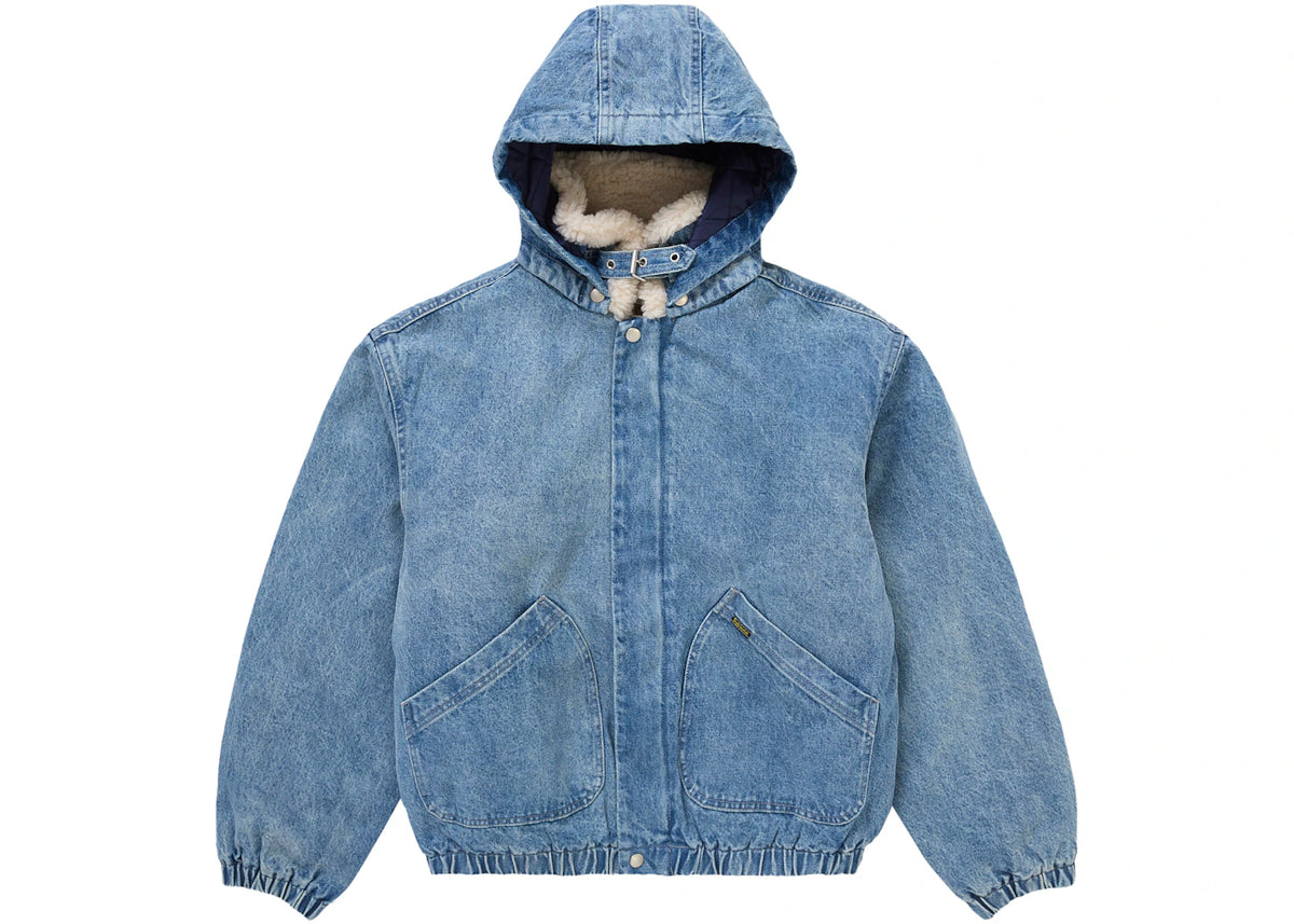 Supreme Faux Shearling Lined Bomber Jacket Denim