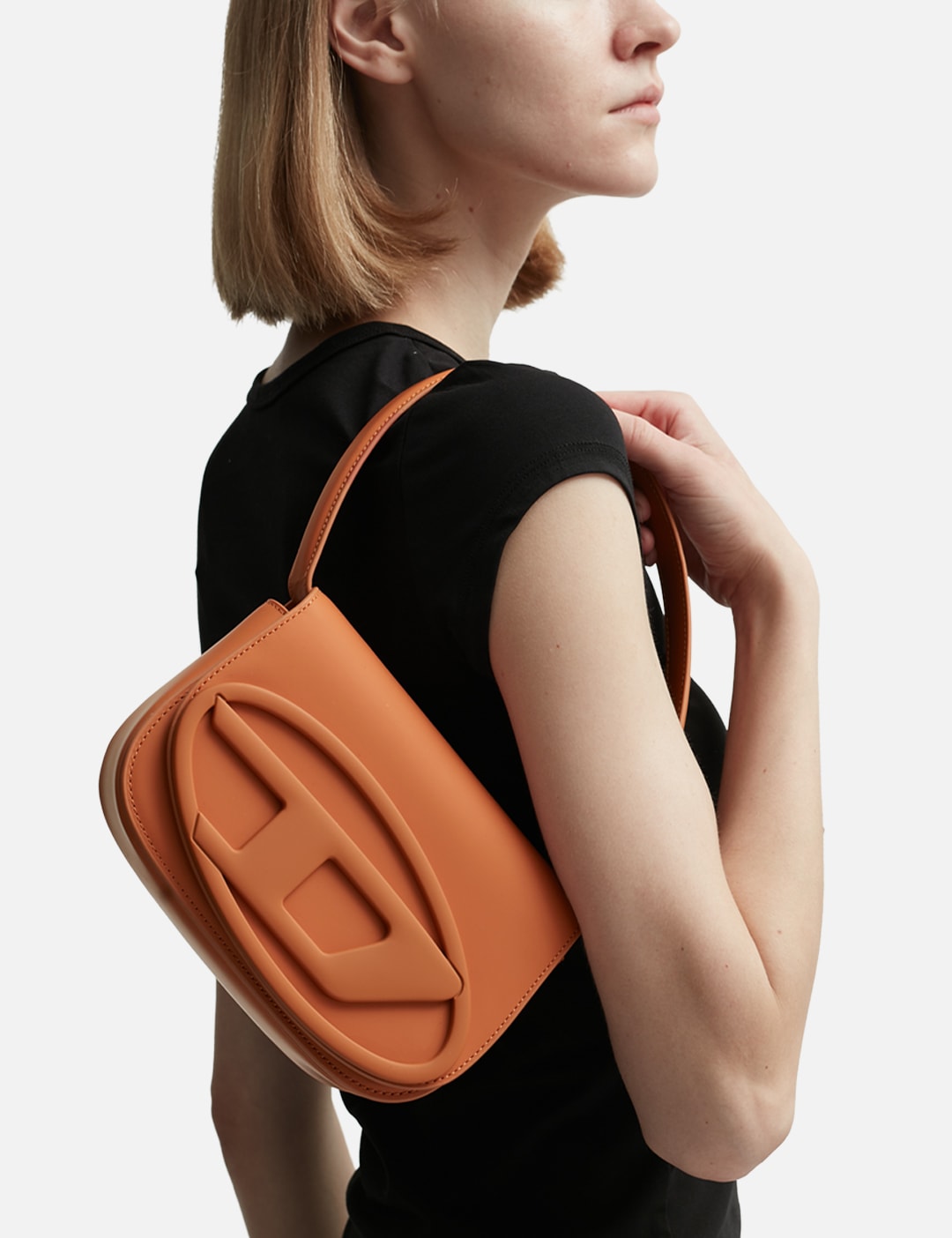 Diesel 1DR Leather Shoulder Bag Orange