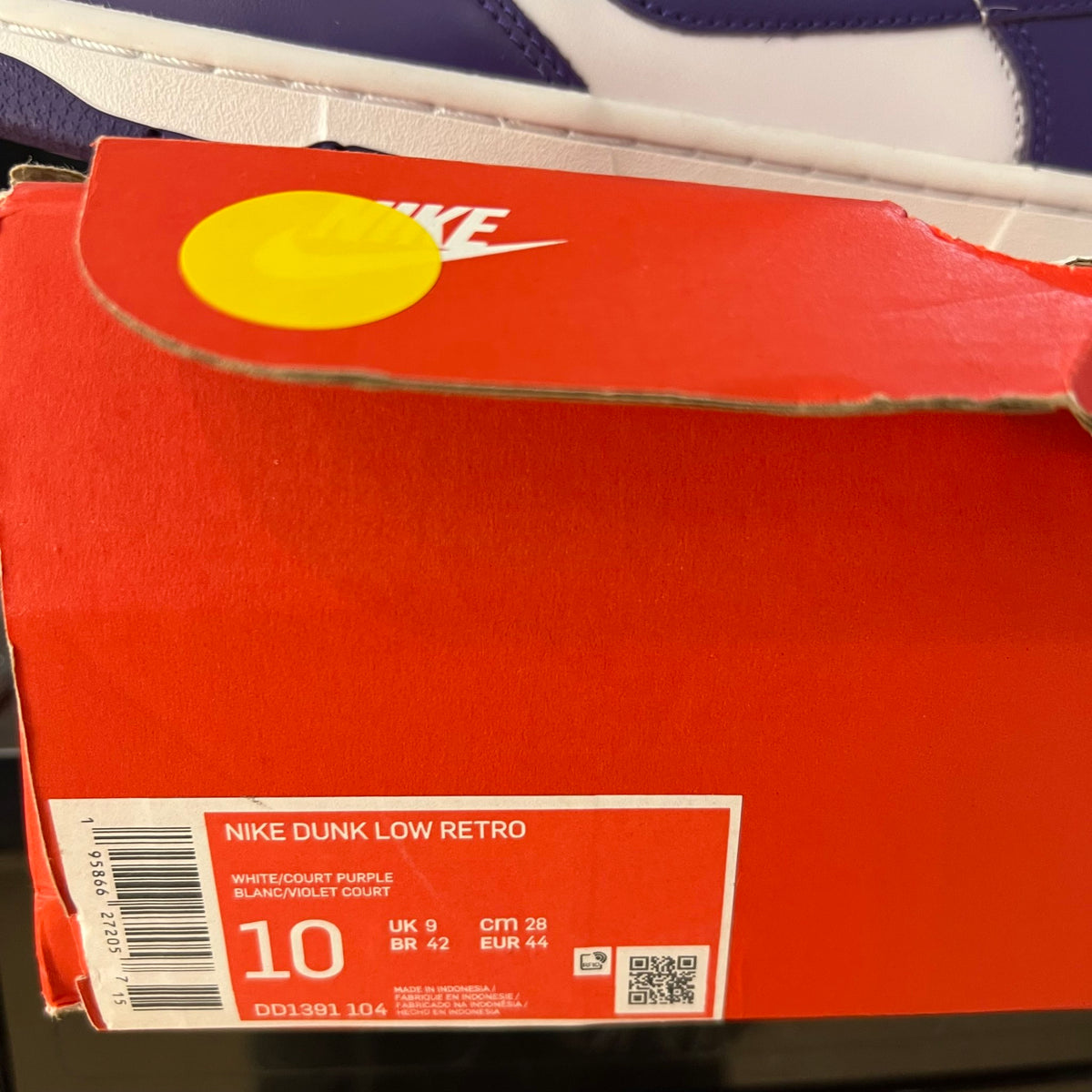 Nike Dunk Low Championship Court Purple used damaged box 