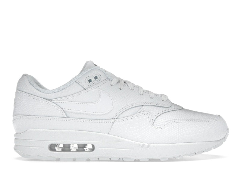 Nike Air Max 1 Premium White Snakeskin SZ 8 MISSING LID
