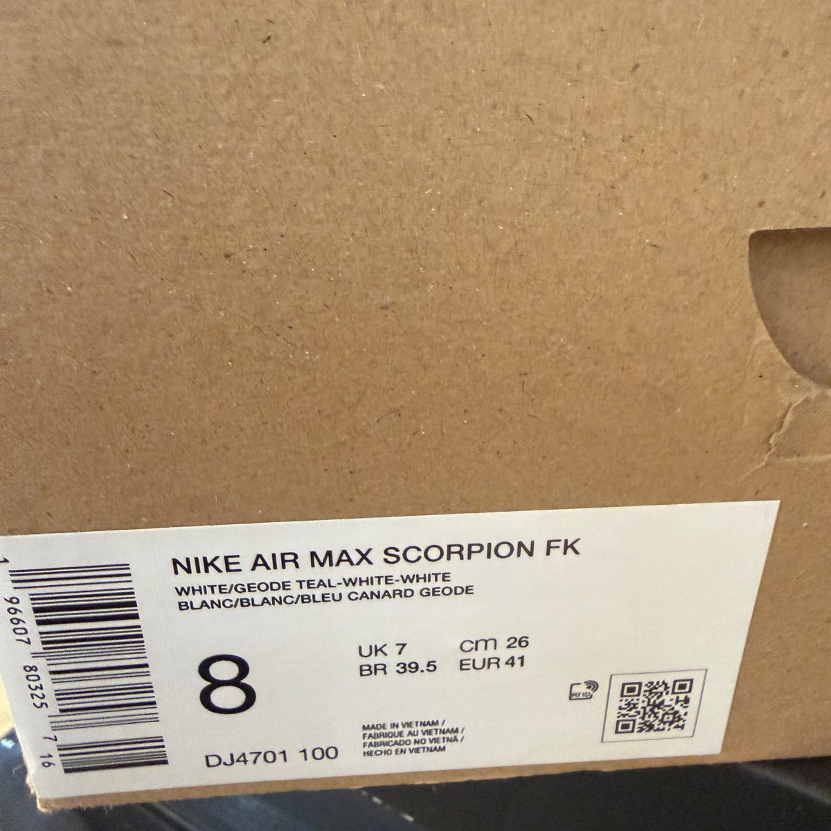 Nike Air Max Scorpion FK White Geode Teal Used VNDS
