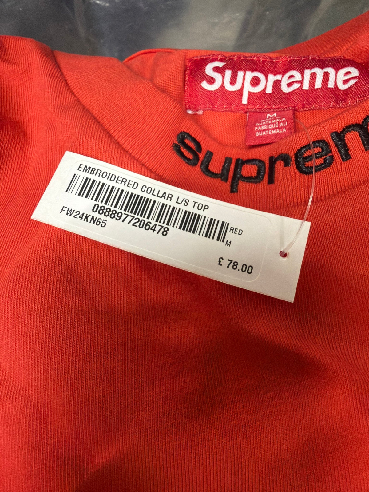 Supreme Embroidered Collar L/S Top Red