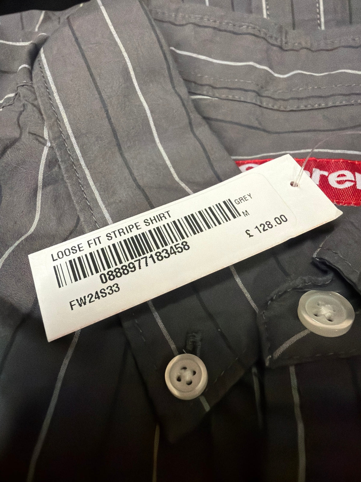Supreme Loose Fit Stripe Shirt Grey