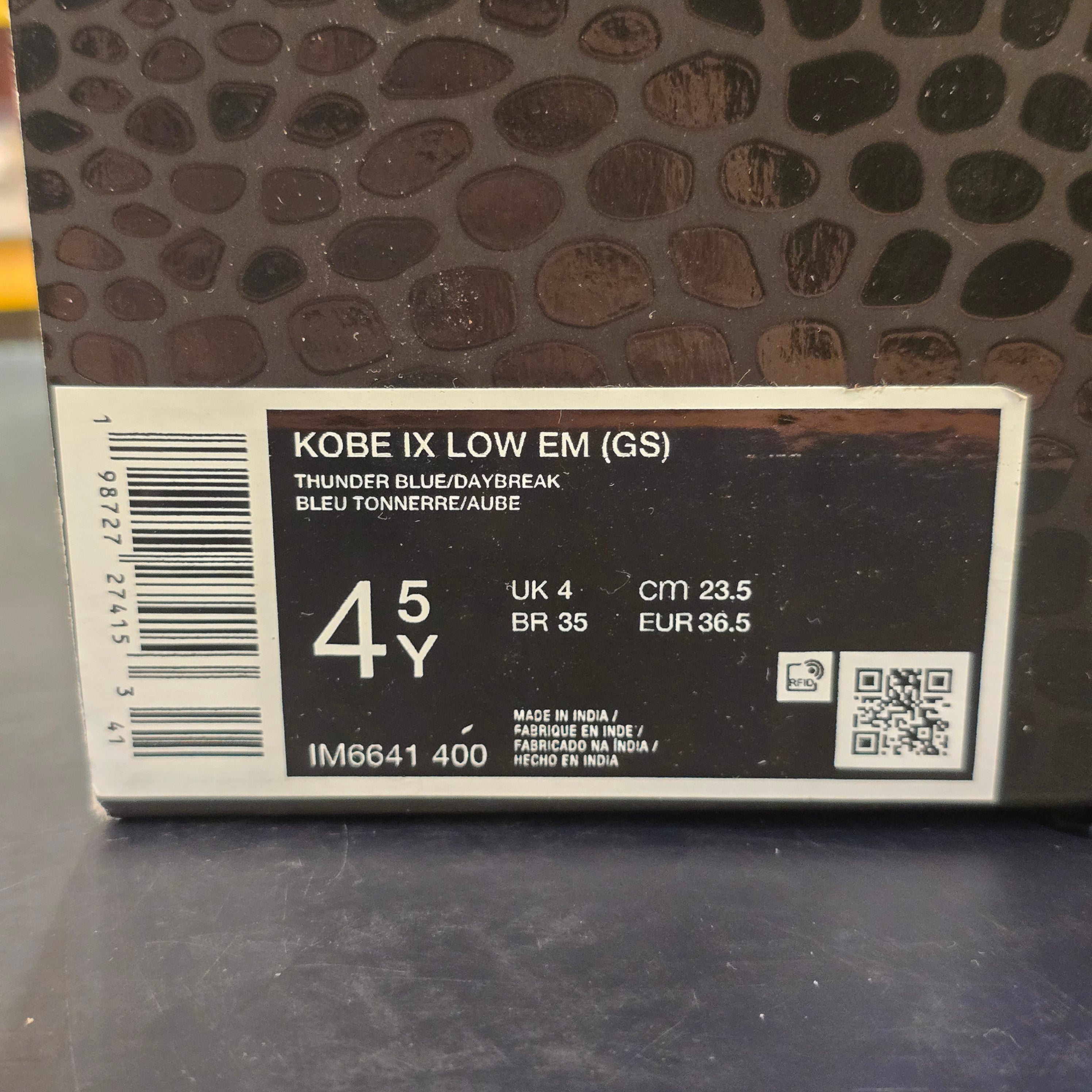 Nike Kobe 9 EM Low Fade (GS) SZ 4.5Y MISSING LID
