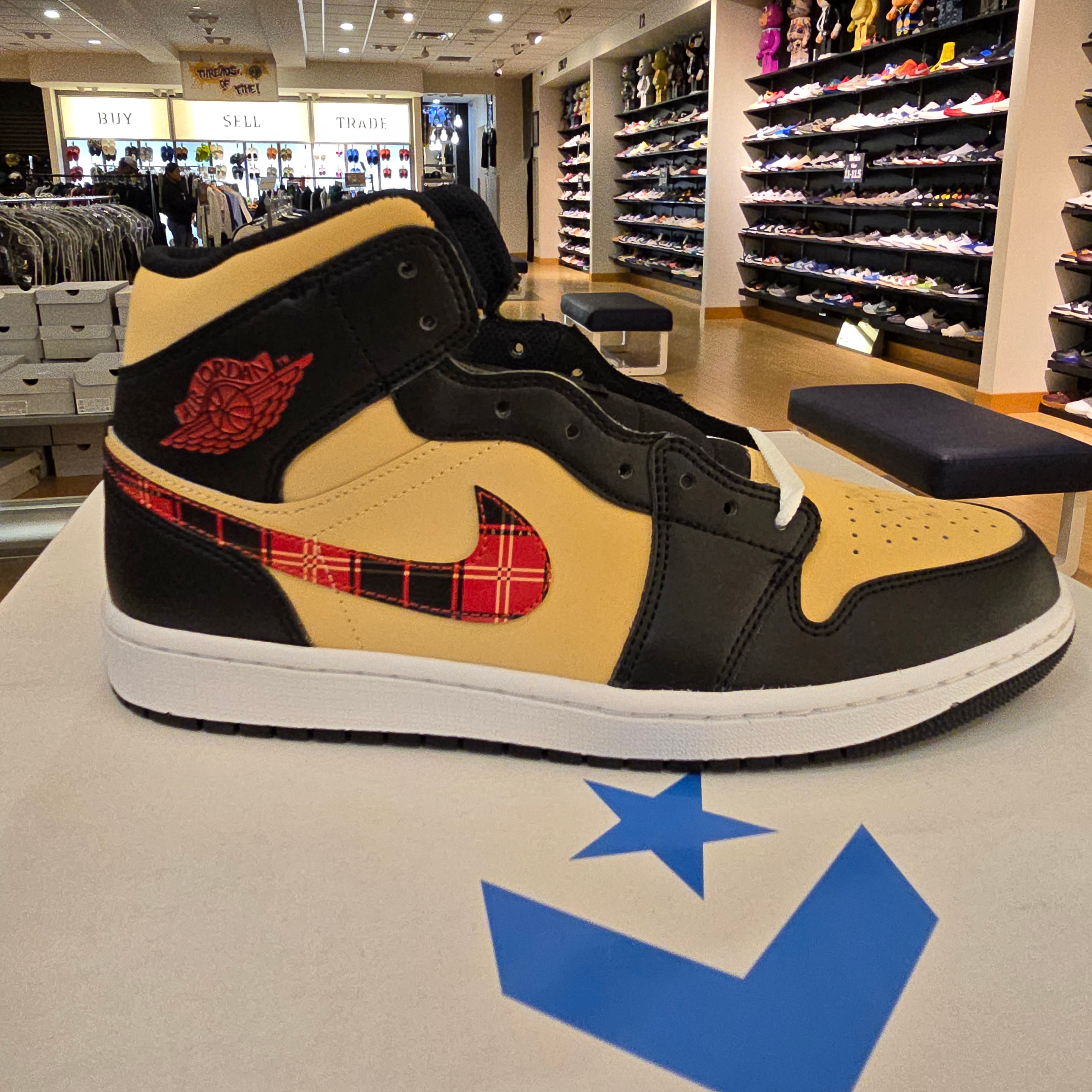 Air Jordan 1 Mid Tartan Swoosh SZ 10 DEFECT