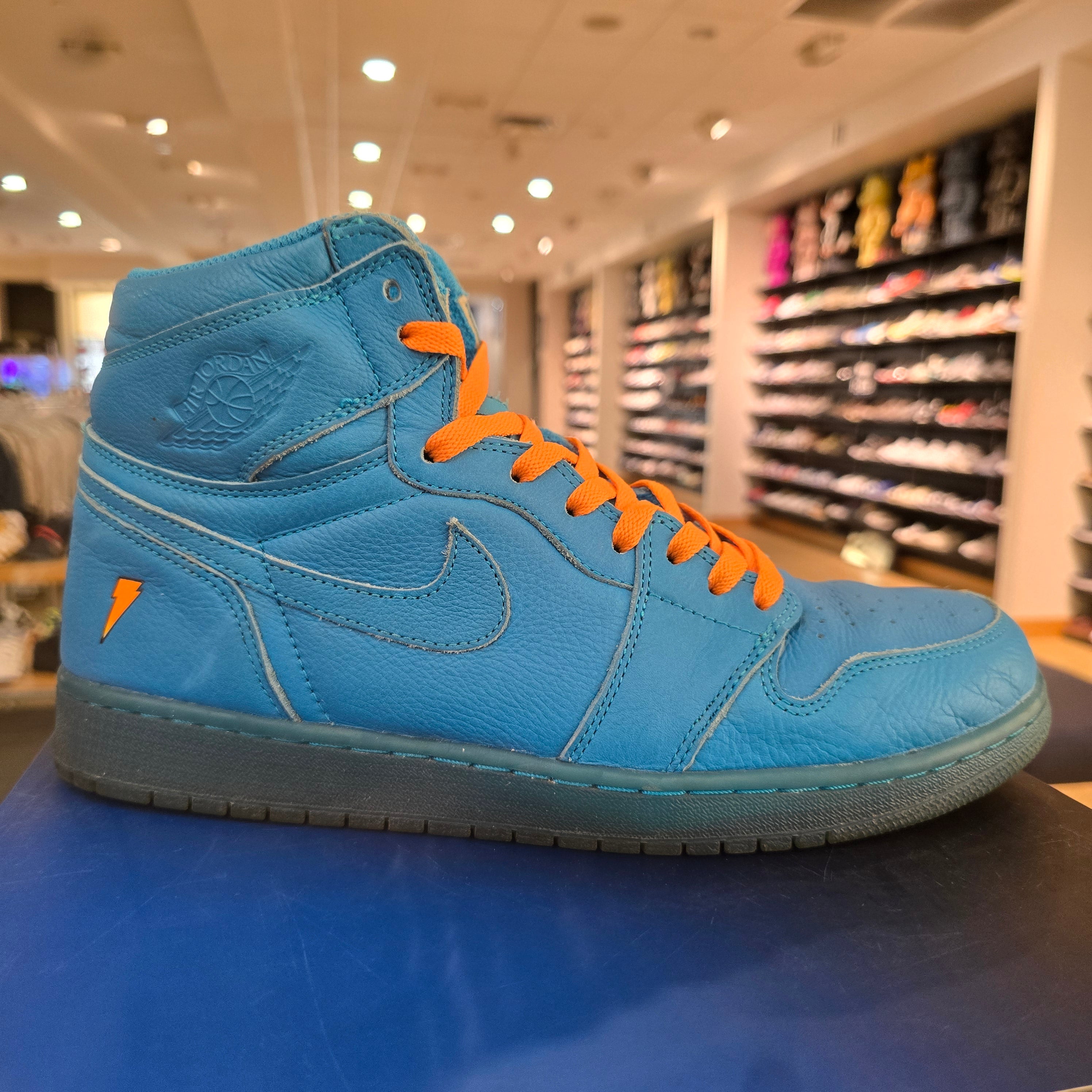 Jordan 1 Retro High Gatorade Blue Lagoon SZ 12 USED NO TOWEL