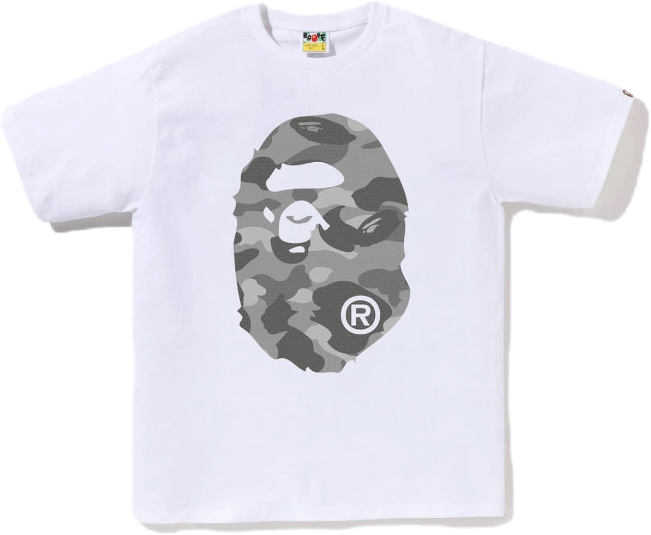 Bape Honeycomb Camo Big Ape Head White Grey Sz L