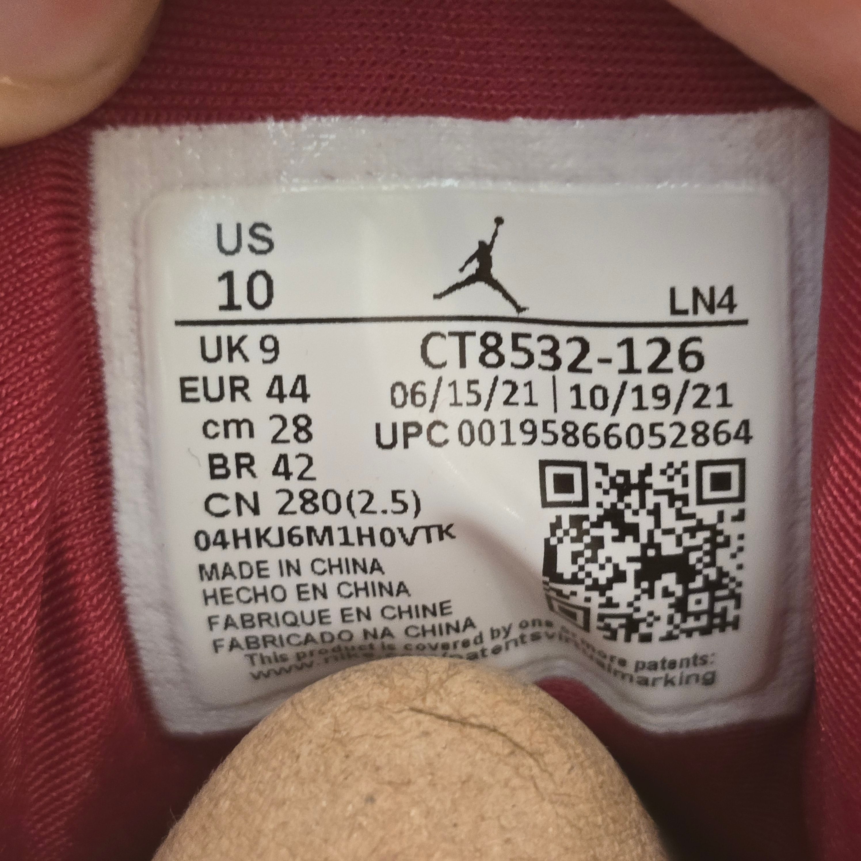 Jordan 3 Retro Cardinal Red SZ 10