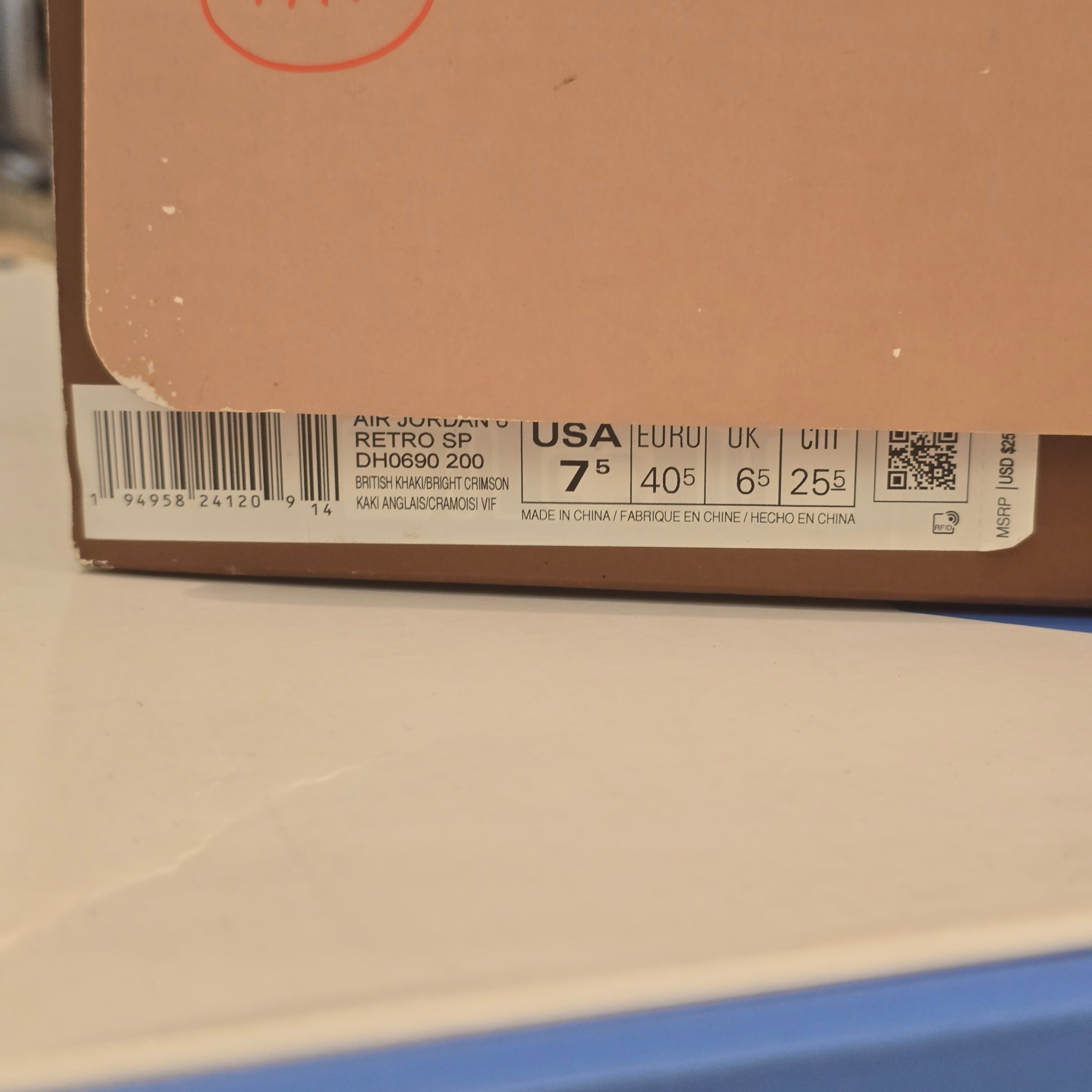 Jordan 6 Retro Travis Scott British Khaki SZ 7.5 USED