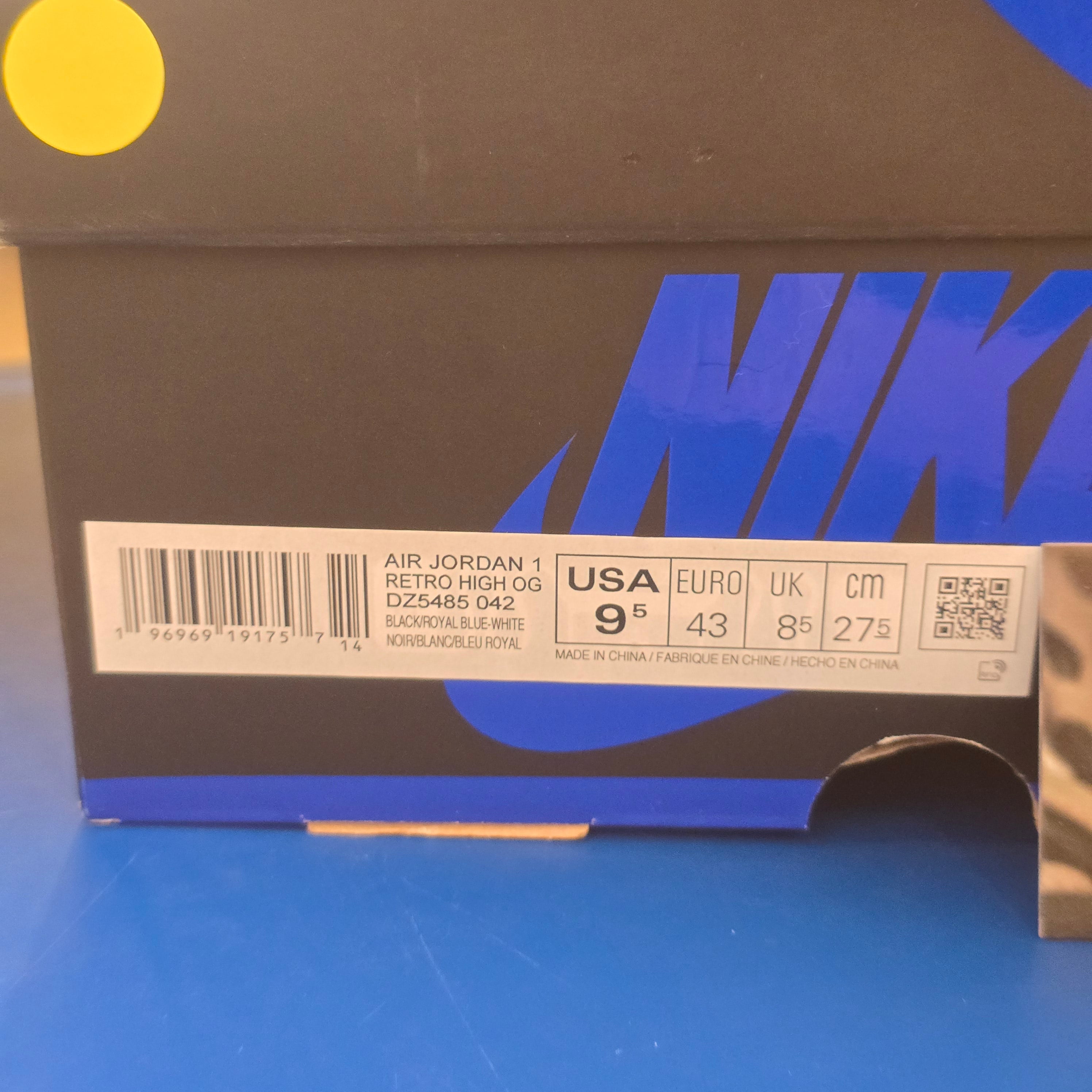 Jordan 1 Retro High OG Royal Reimagined SZ 9.5 USED