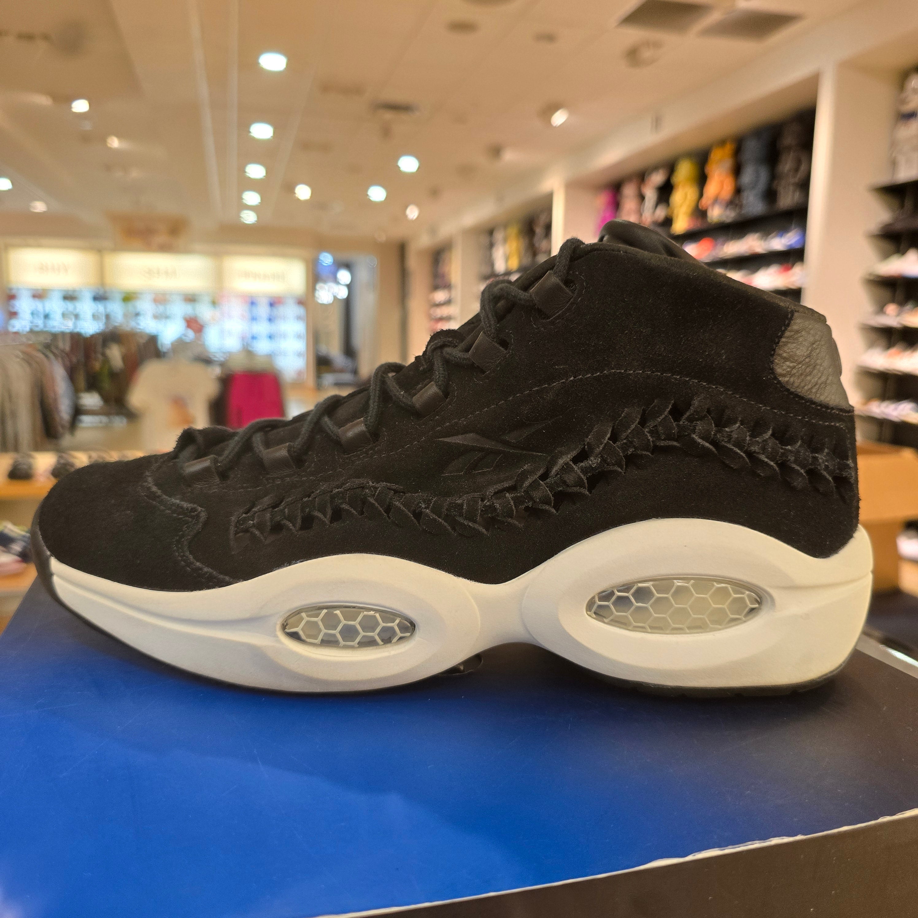 Reebok Question Mid Hall of Fame Black Braid SZ 12 USED
