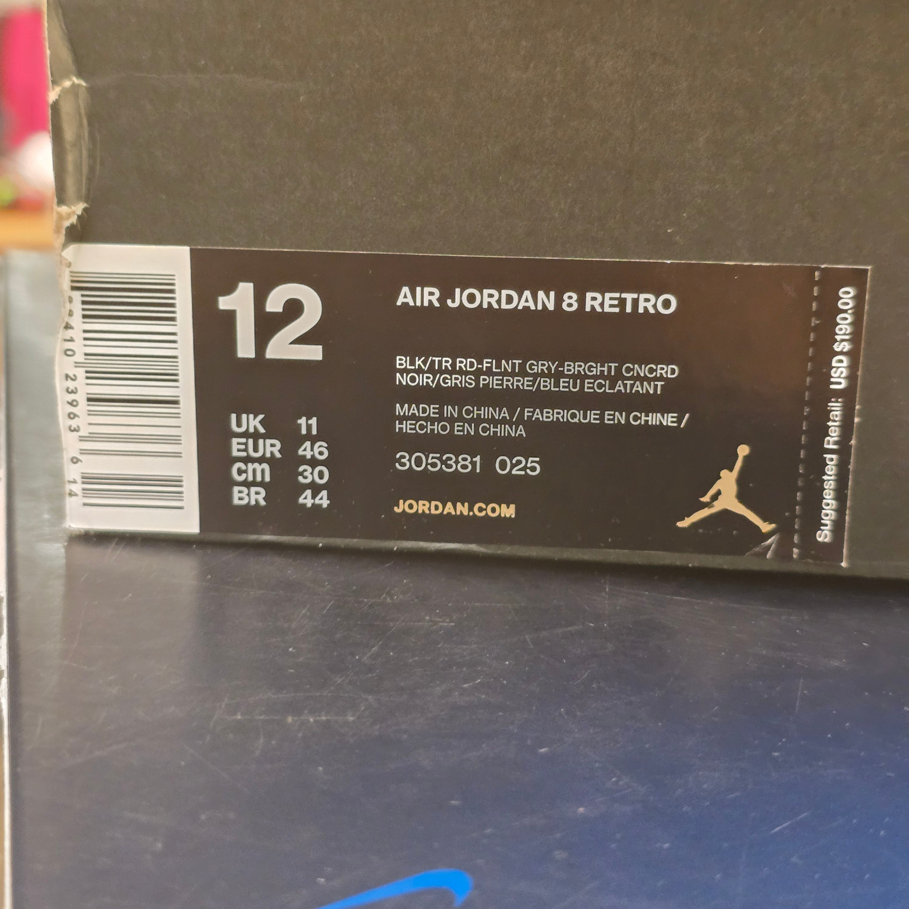 Jordan 8 Retro Aqua (2015) SZ 12 USED