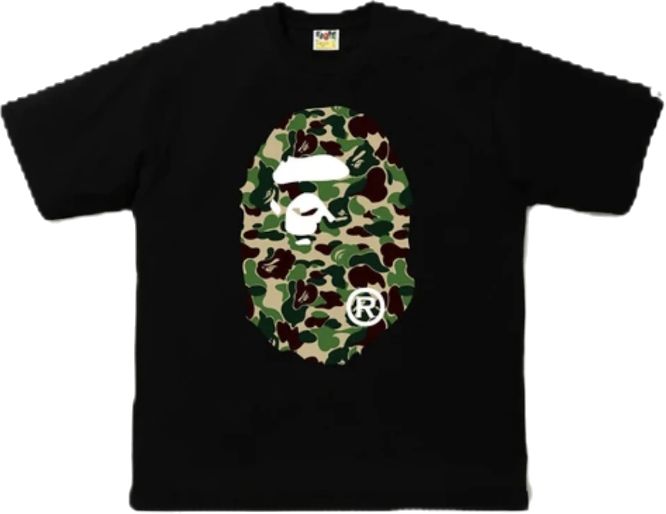 BAPE ABC Camo Big Head Relaxed Tee Black Green Sz S