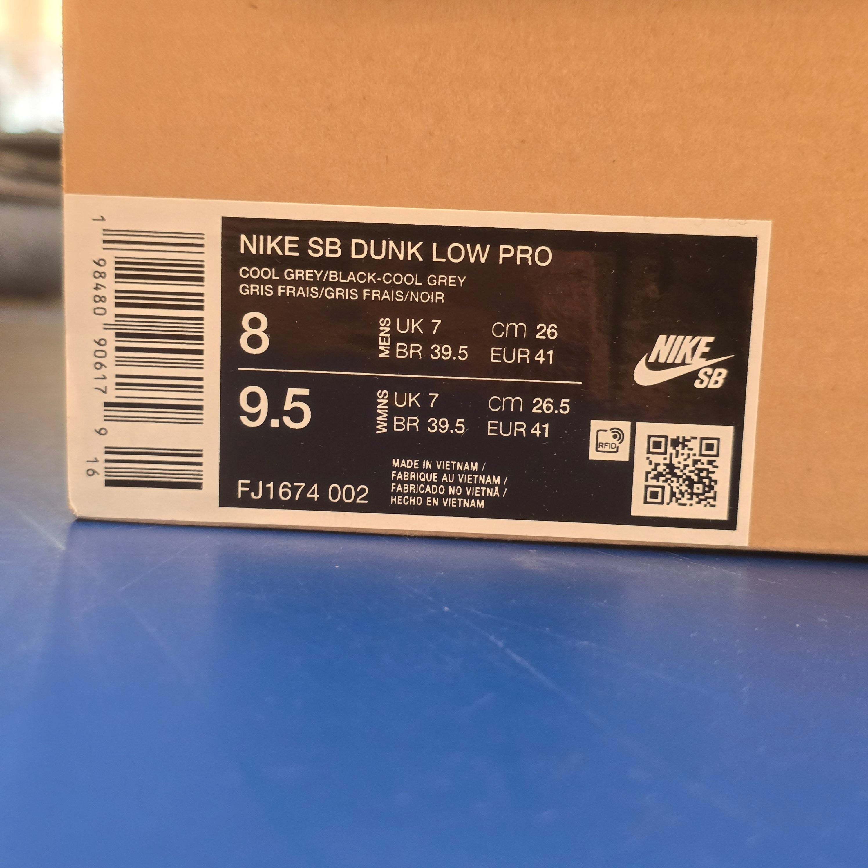 Nike SB Dunk Low Pro Cool Grey SZ 8