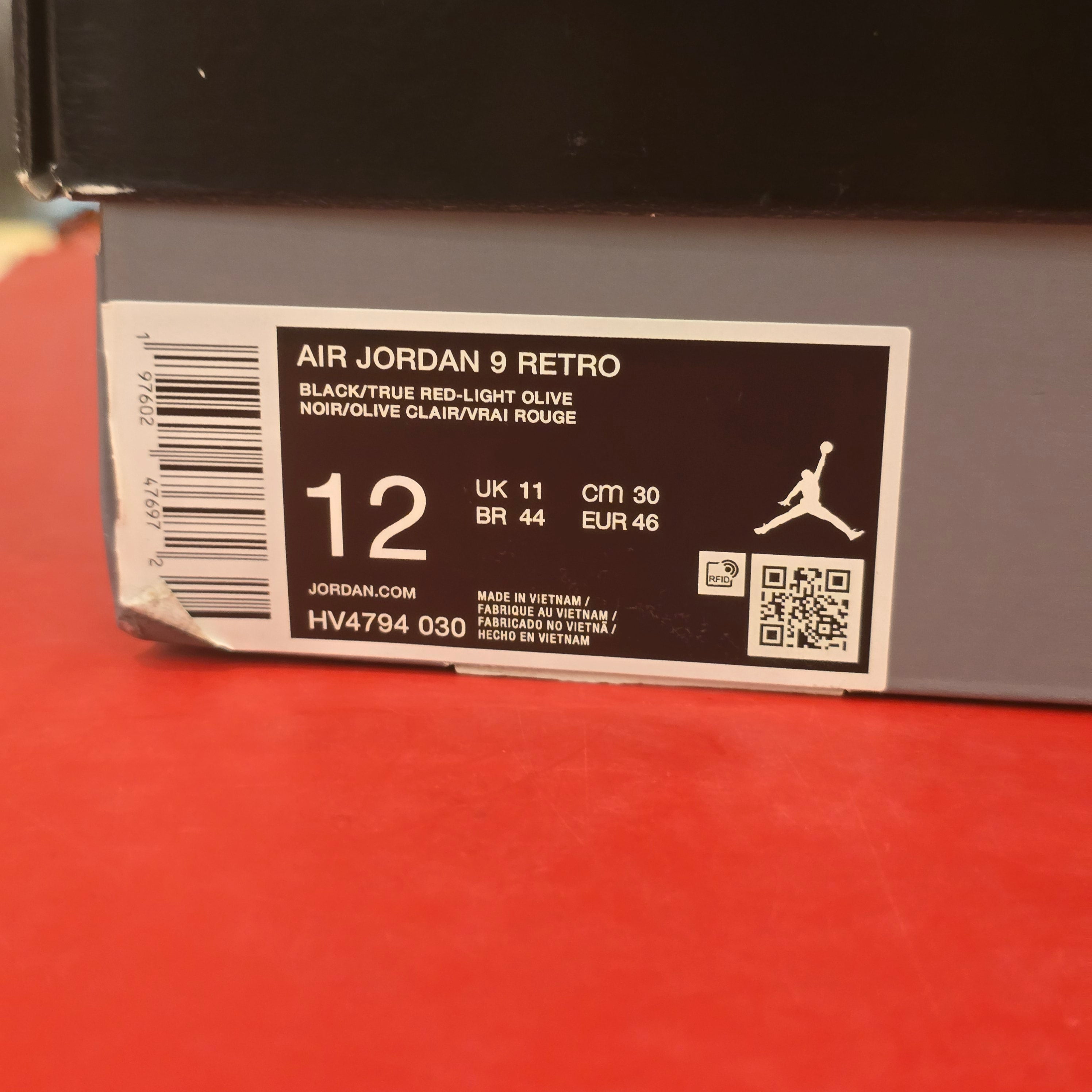 Jordan 9 Retro Olive (2024) SZ 12 USED