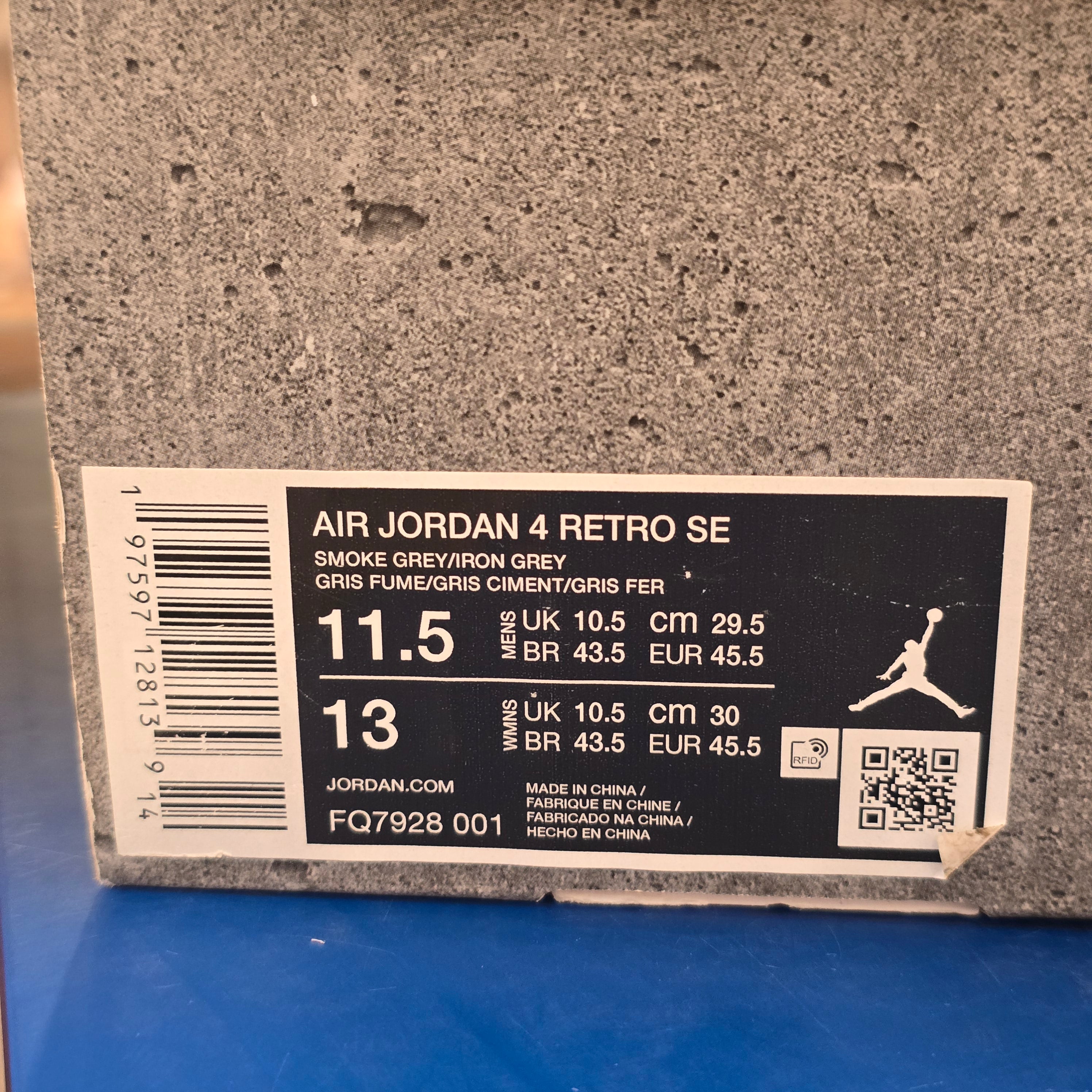 Jordan 4 Retro SE Paris Olympics Wet Cement SZ 11.5 USED