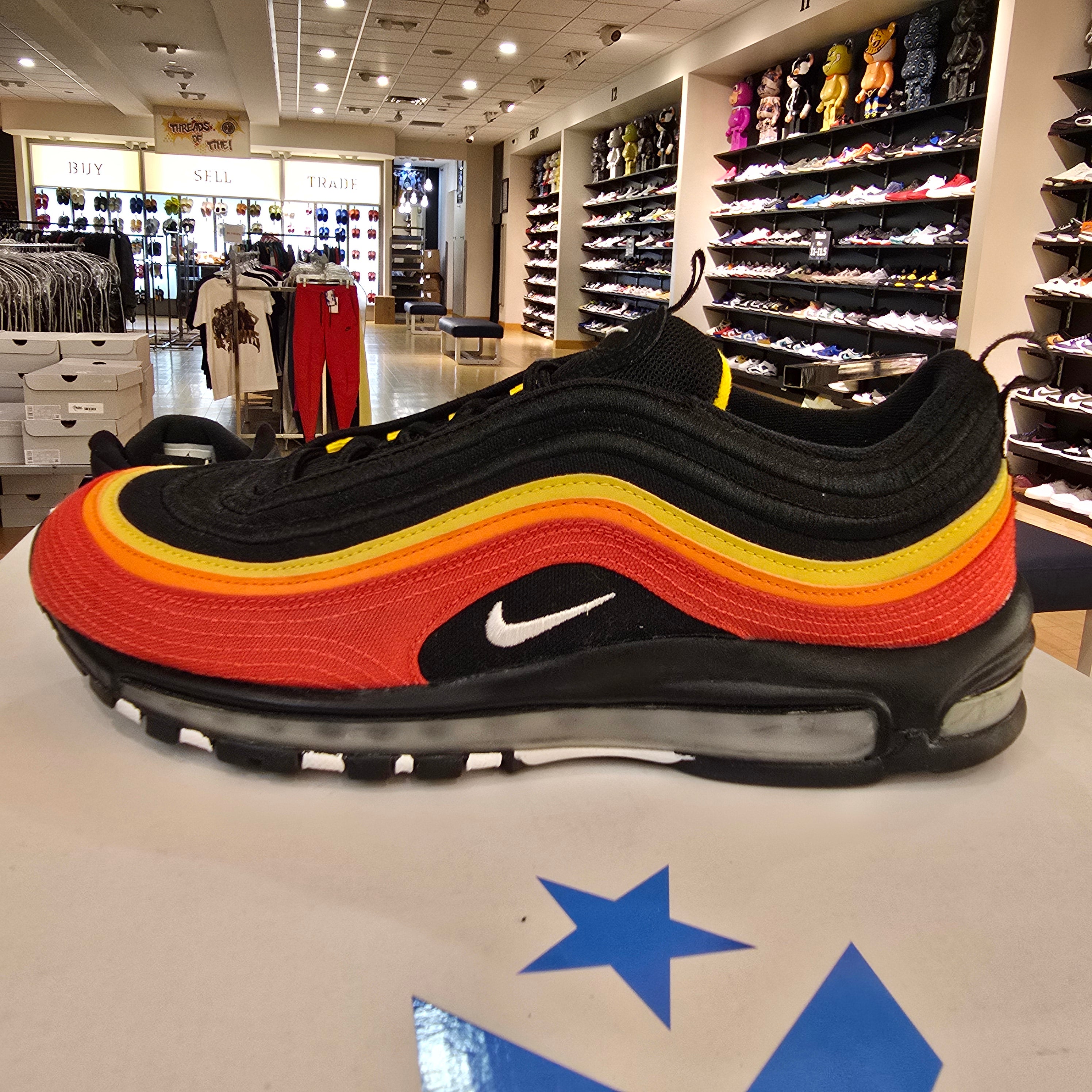 Nike Air Max 97 Black Chile Red Magma Orange SZ 10.5 USED NO BOX