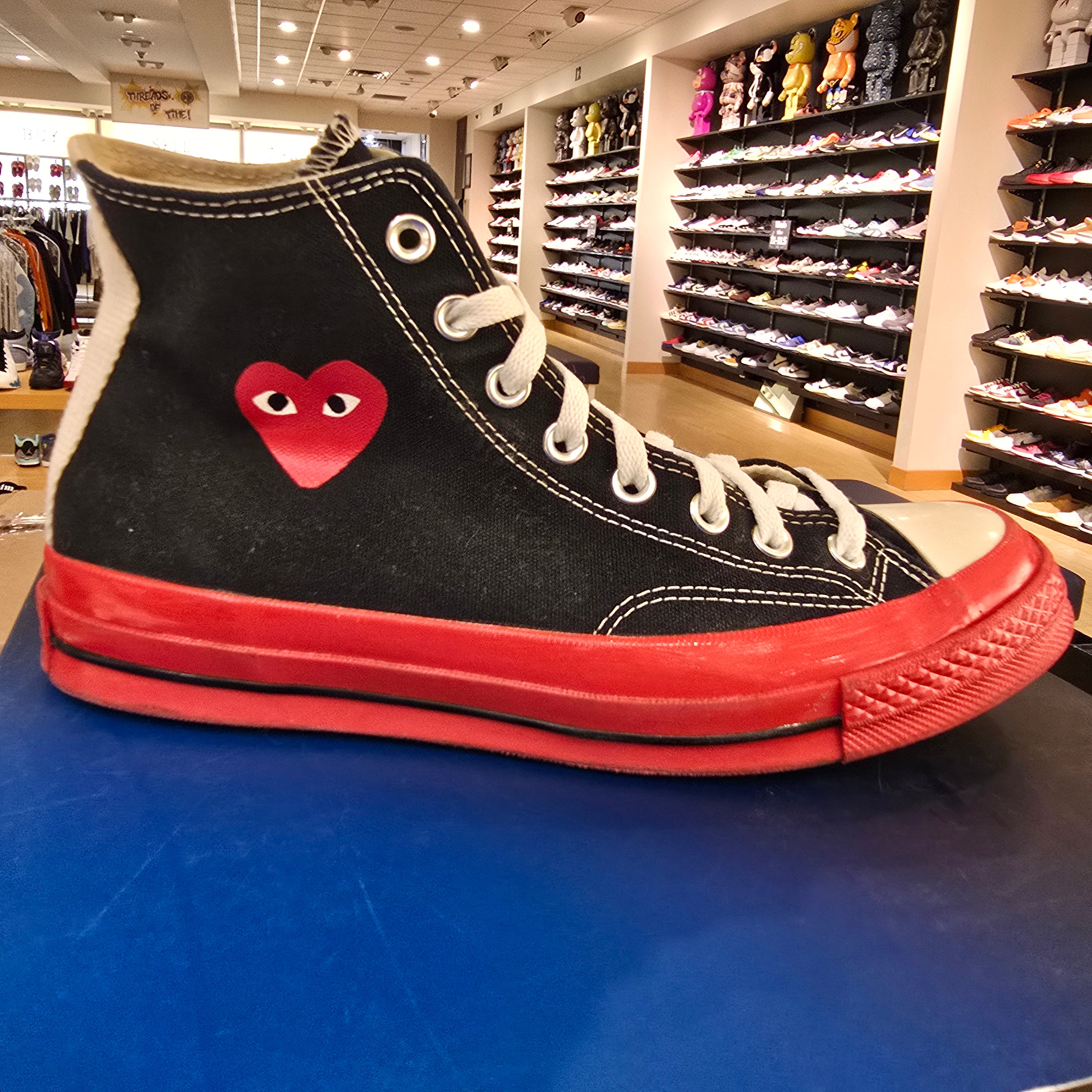 Converse Chuck Taylor All Star 70 Hi CDG PLAY Black Red Midsole SZ 8 USED NO BOX