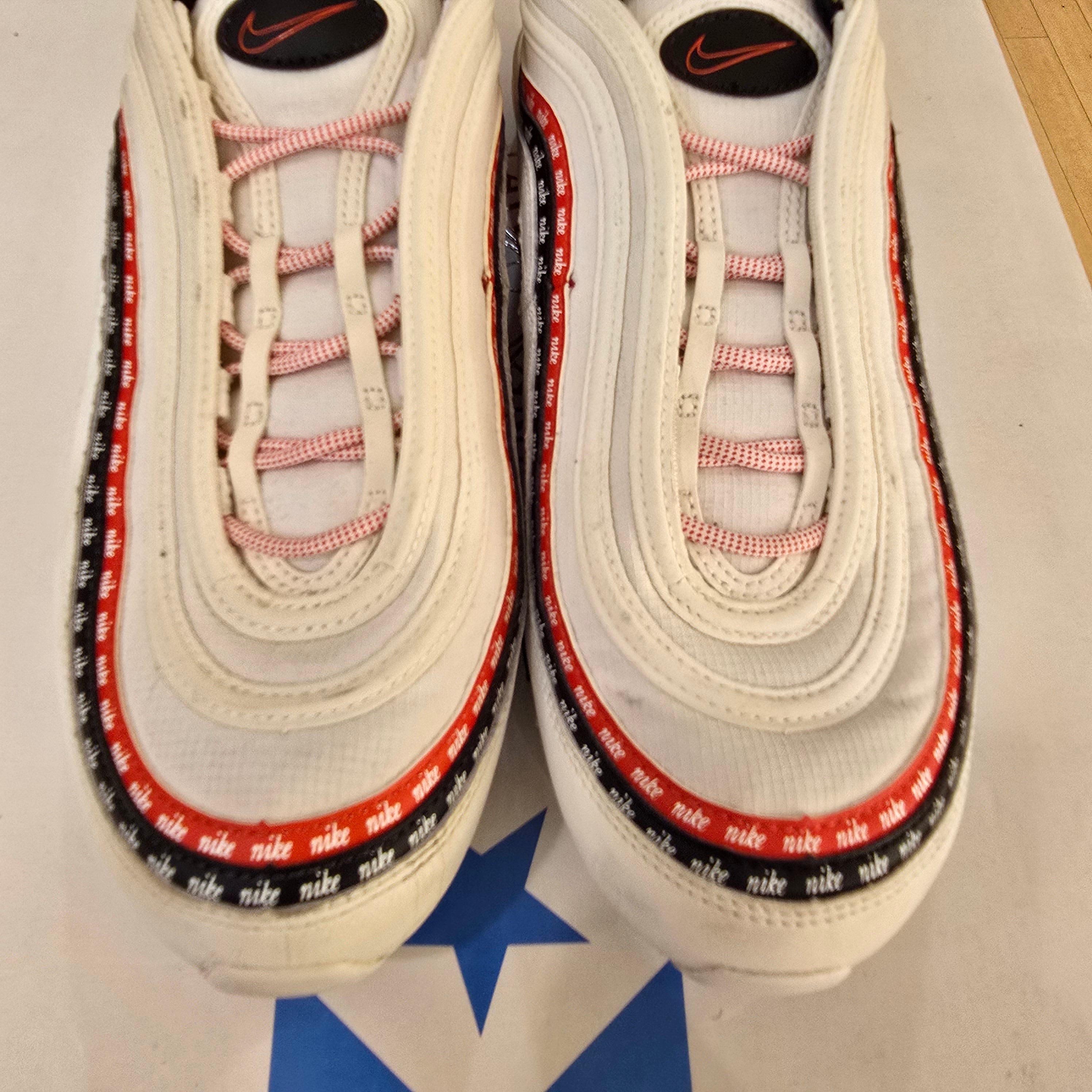Nike Air Max 97 Sketch Logo White Black Red SZ 12 USED NO BOX