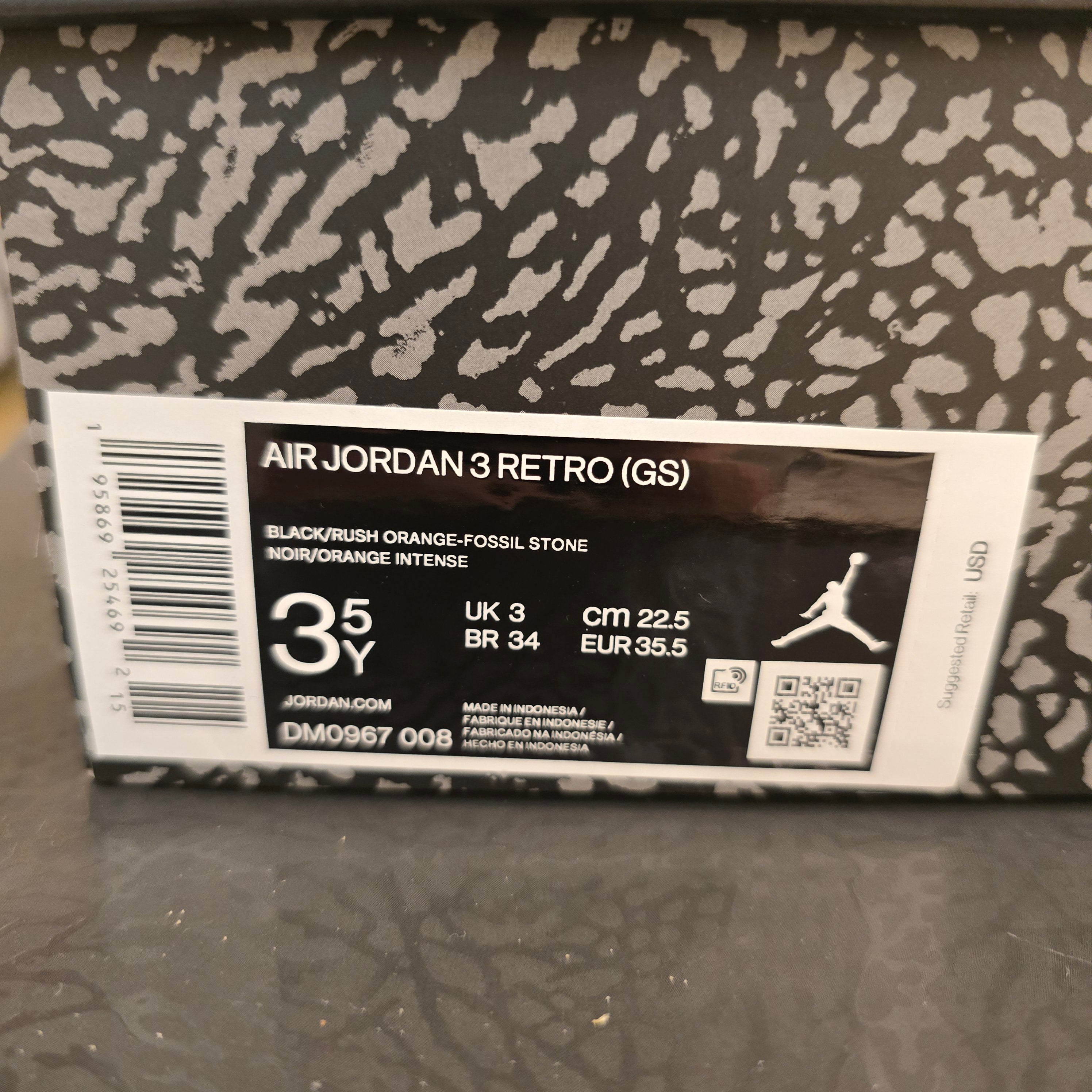 Jordan 3 Retro Desert Elephant GS SZ 3.5Y USED