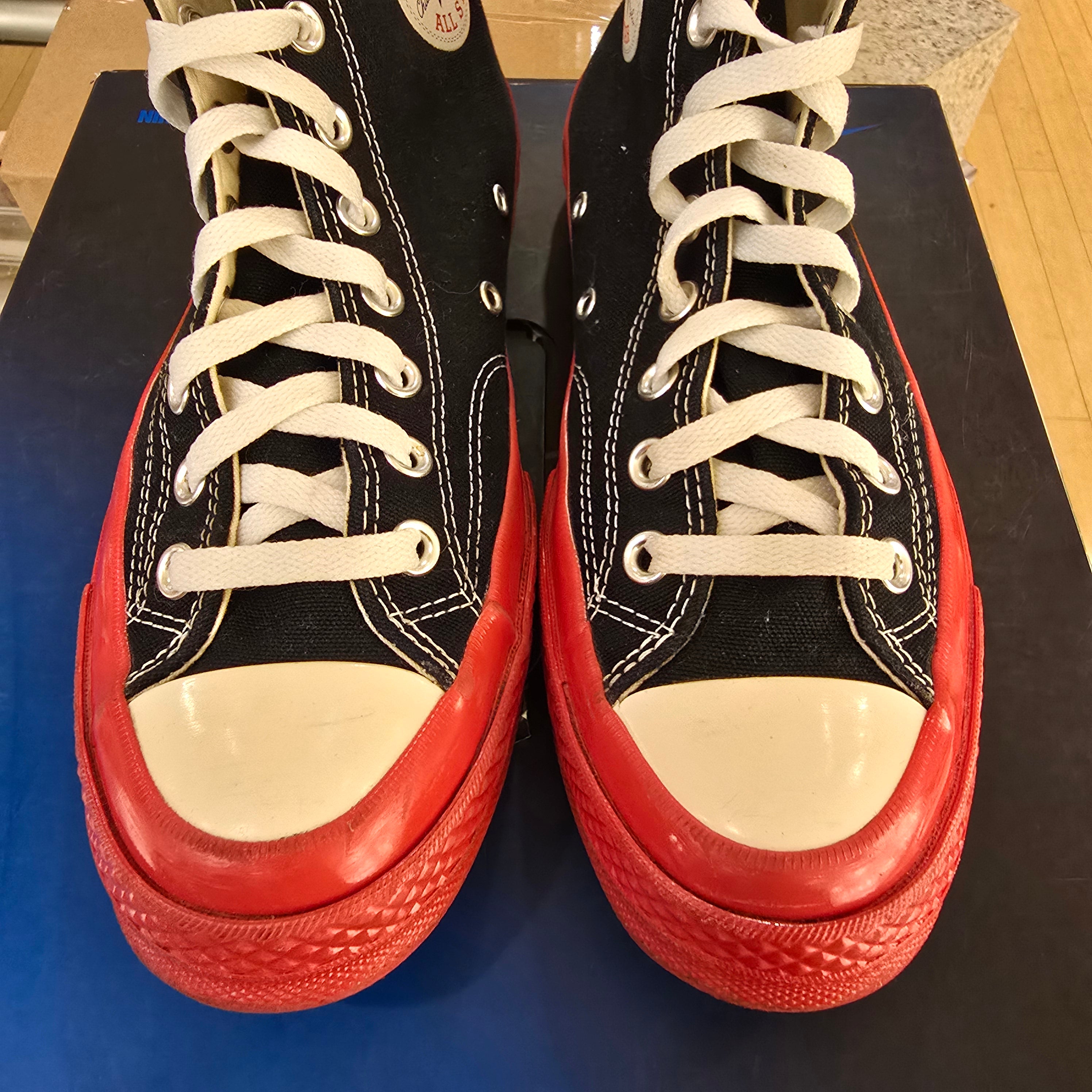 Converse Chuck Taylor All Star 70 Hi CDG PLAY Black Red Midsole SZ 8 USED NO BOX