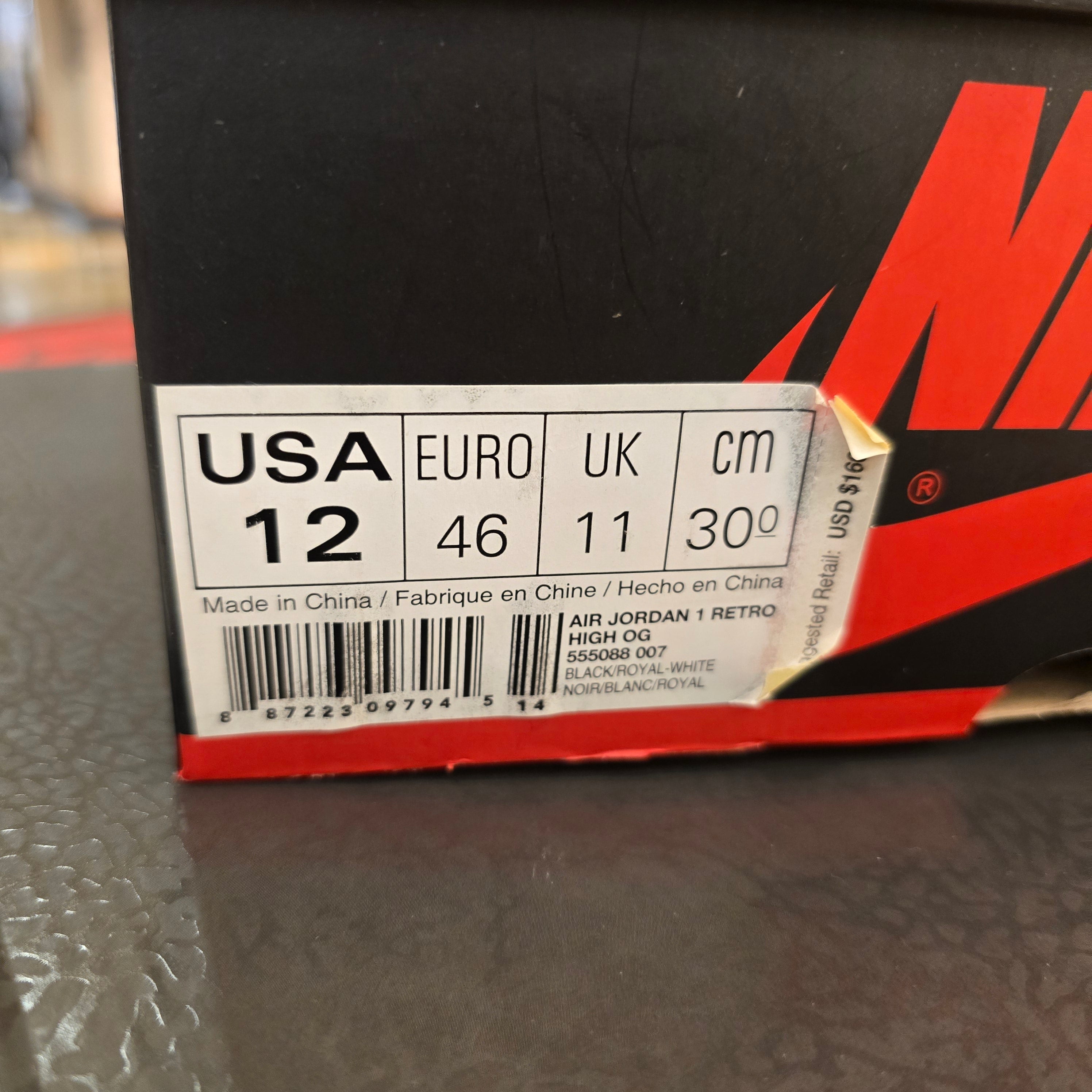 Air Jordan 1 Retro High Royal 2017 SZ 12 USED