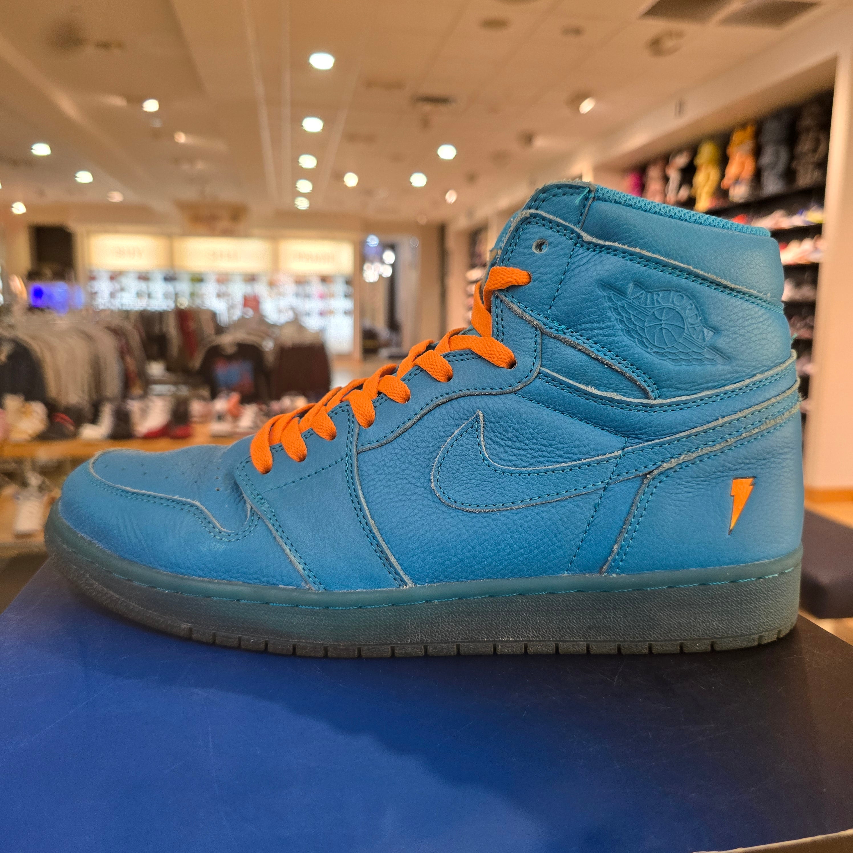 Jordan 1 Retro High Gatorade Blue Lagoon SZ 12 USED NO TOWEL