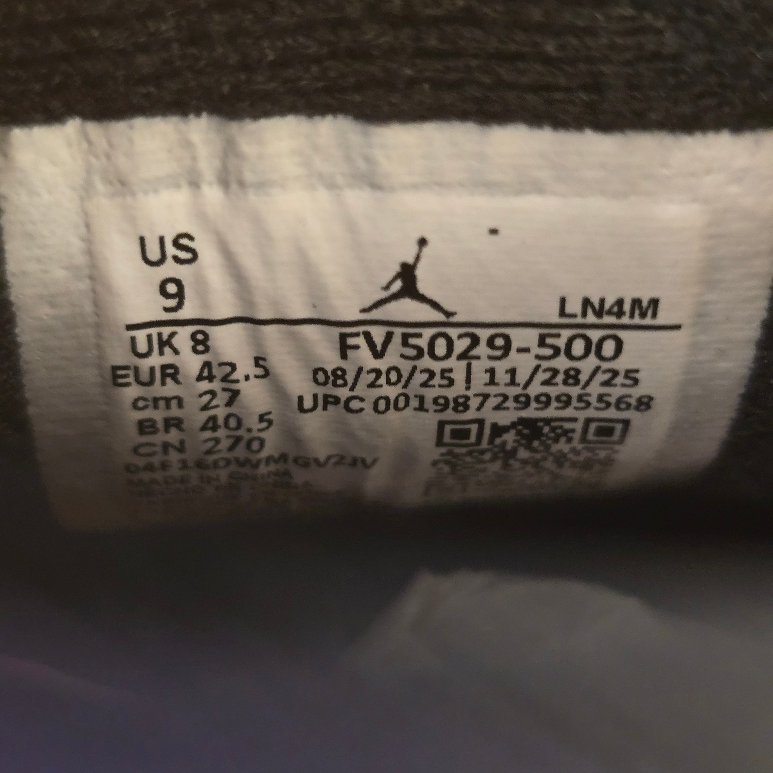 Jordan 4 Retro Lakers SZ 9