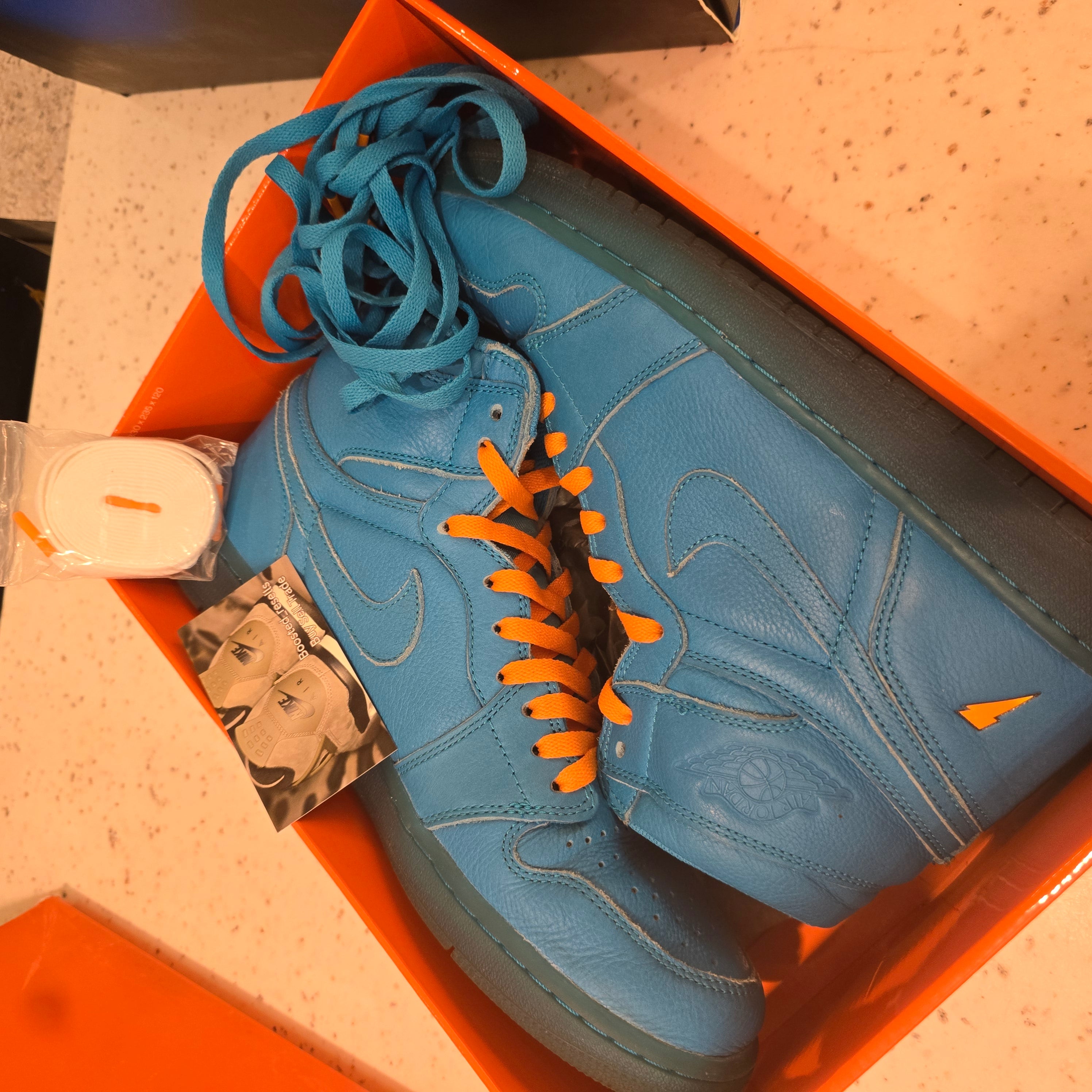 Jordan 1 Retro High Gatorade Blue Lagoon SZ 12 USED NO TOWEL