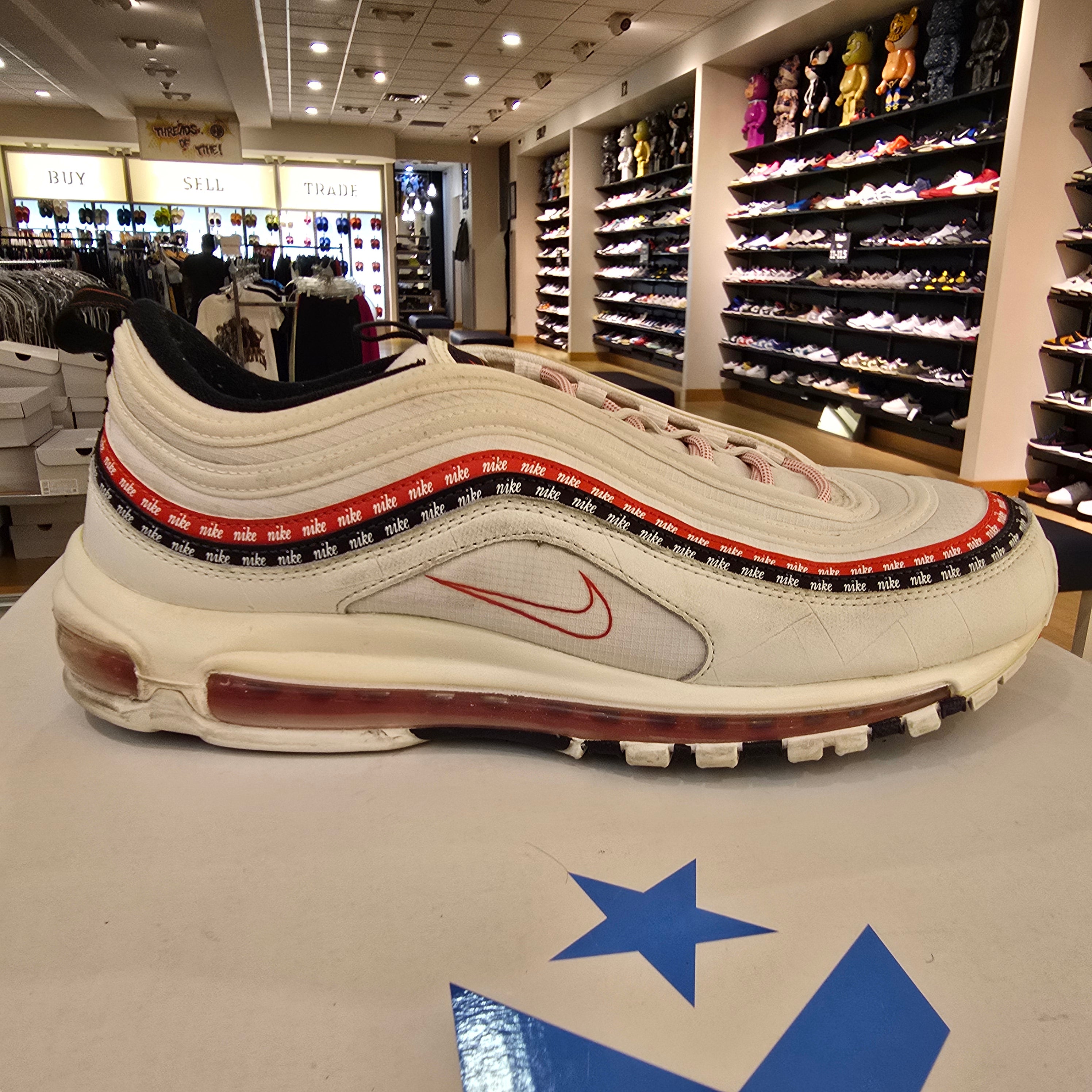Nike Air Max 97 Sketch Logo White Black Red SZ 12 USED NO BOX