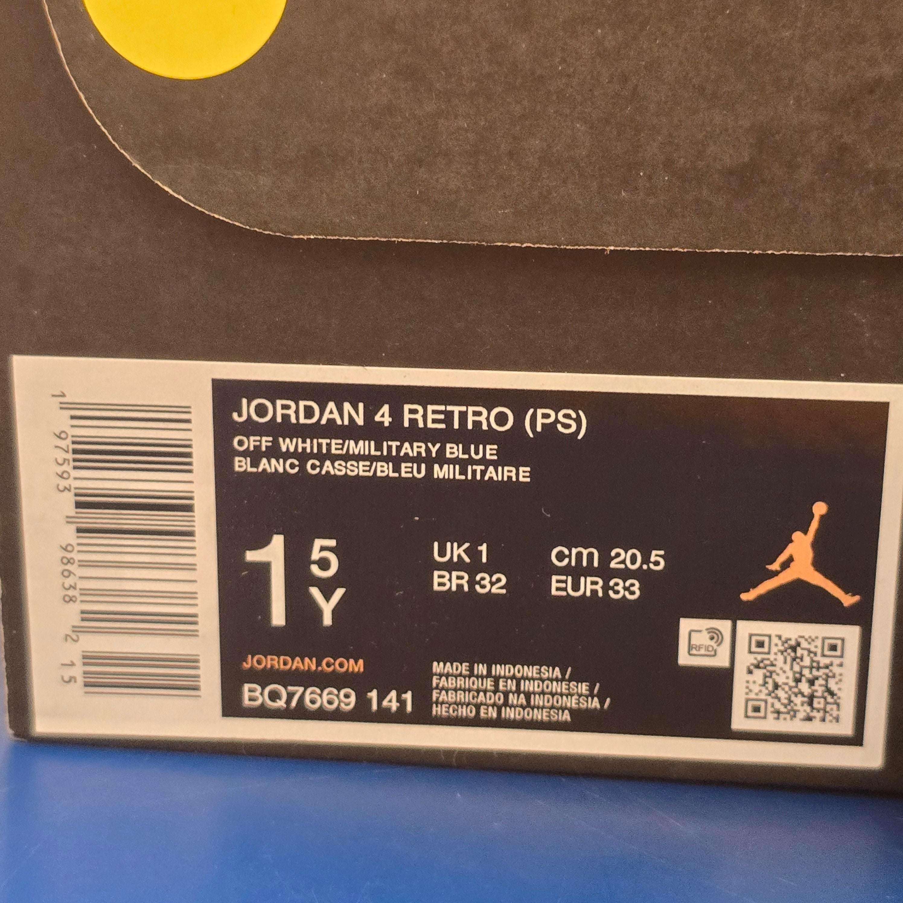 Jordan 4 Retro Military Blue (2024) (PS) SZ 1.5Y USED
