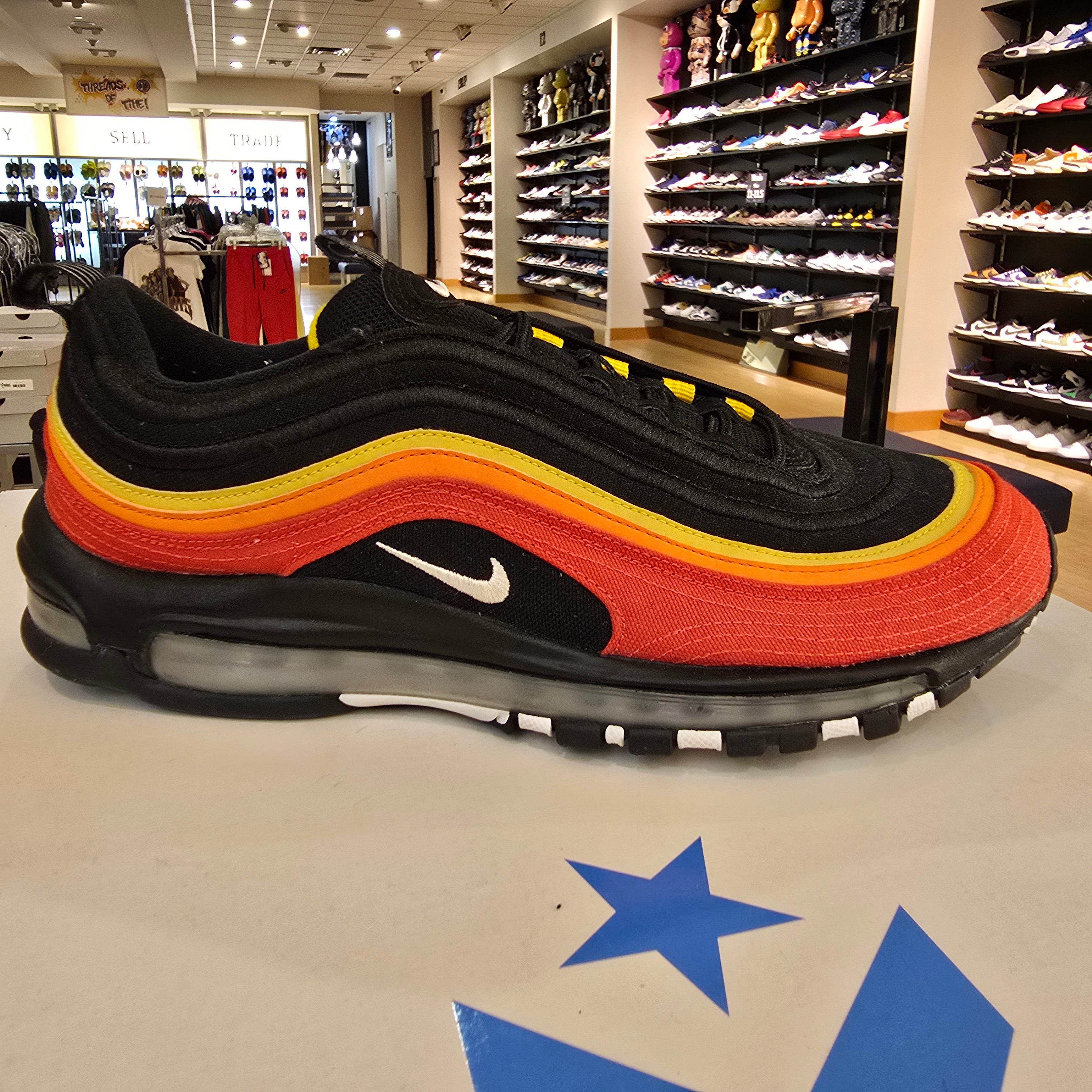 Nike Air Max 97 Black Chile Red Magma Orange SZ 10.5 USED NO BOX