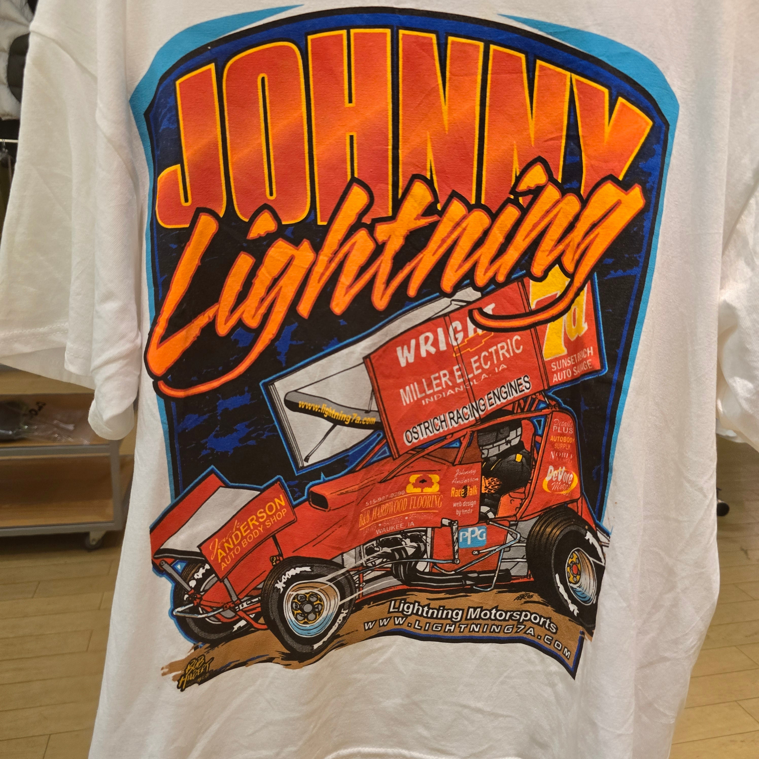 Signed 90s Johnny Lightning Sprint Car Tee White Size XL