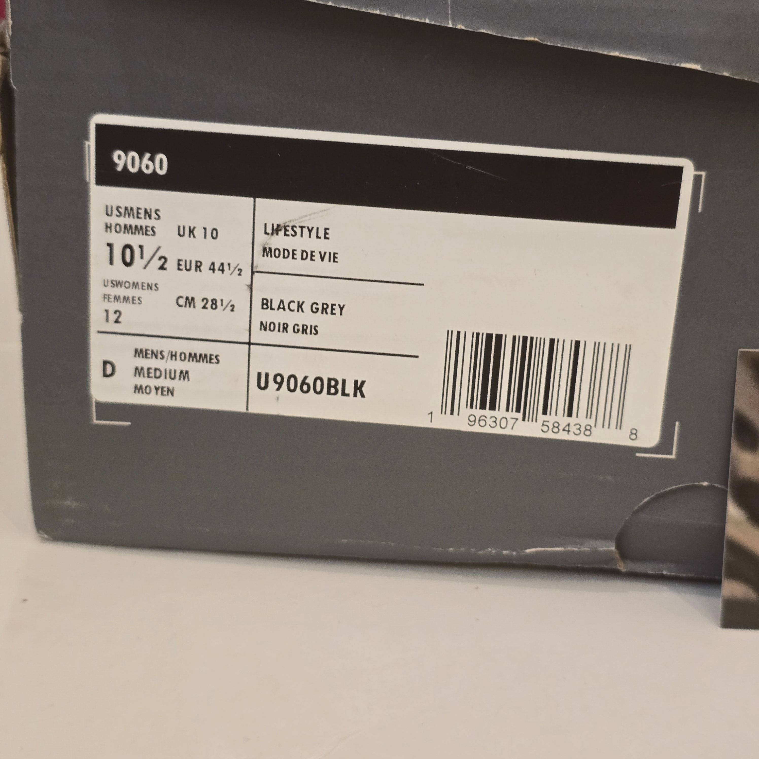 New Balance 9060 Black Castlerock Grey SZ 10.5 USED