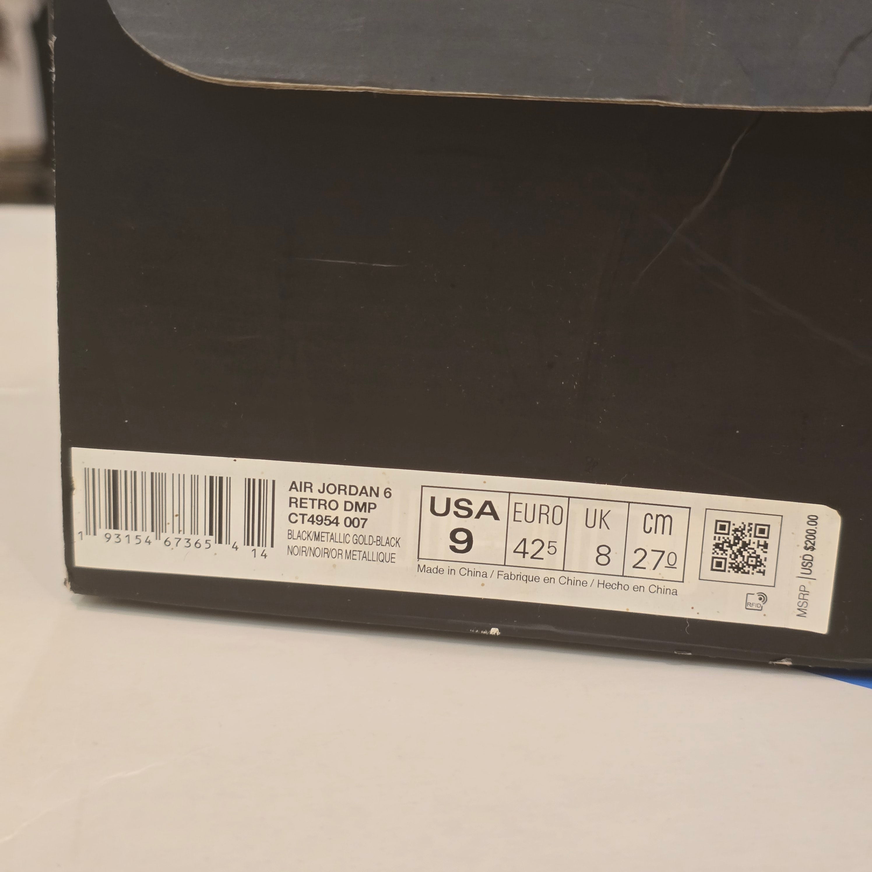 Jordan 6 Retro DMP (2020) SZ 9 USED