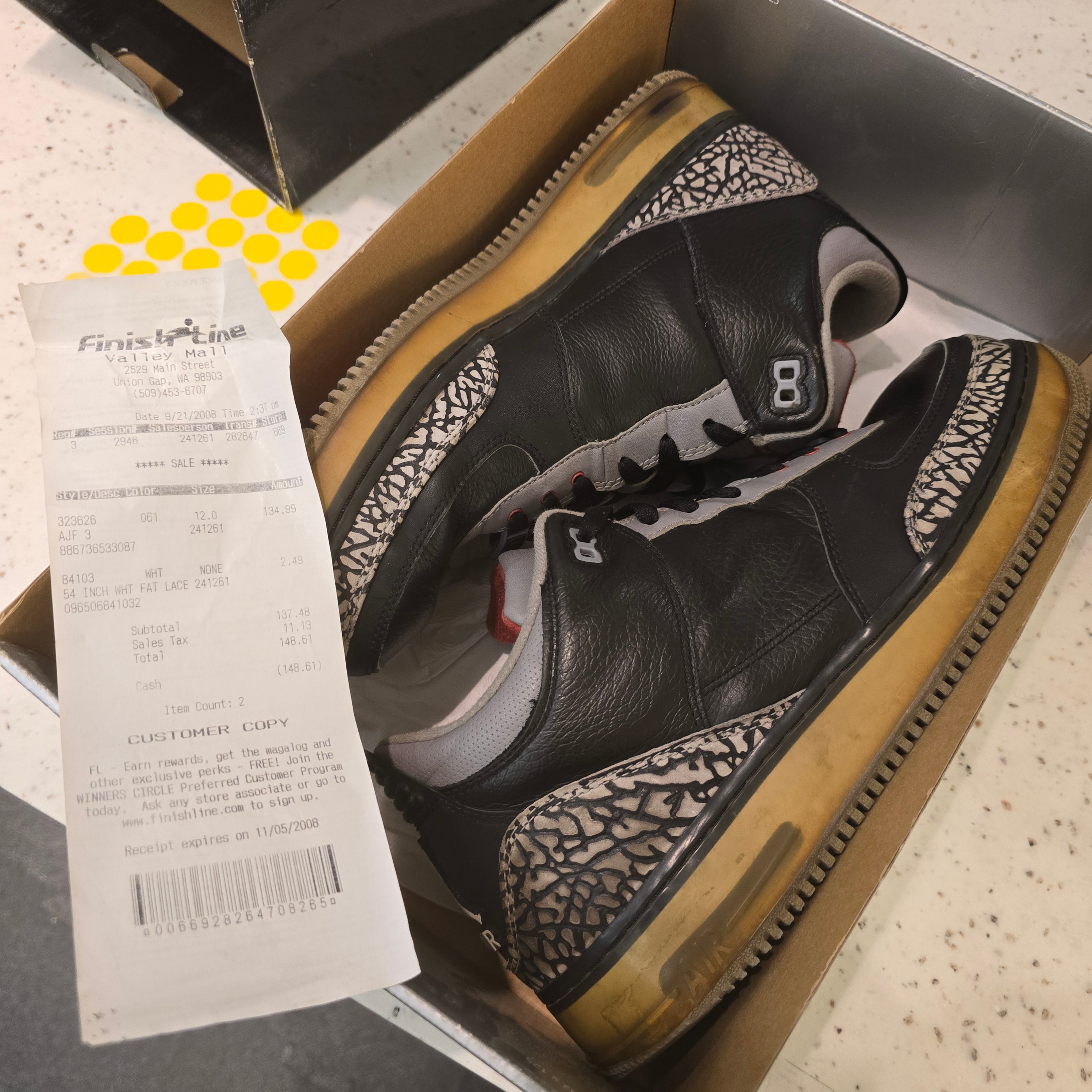 Jordan Fusion 3 Black Cement (2008) SZ 12 USED