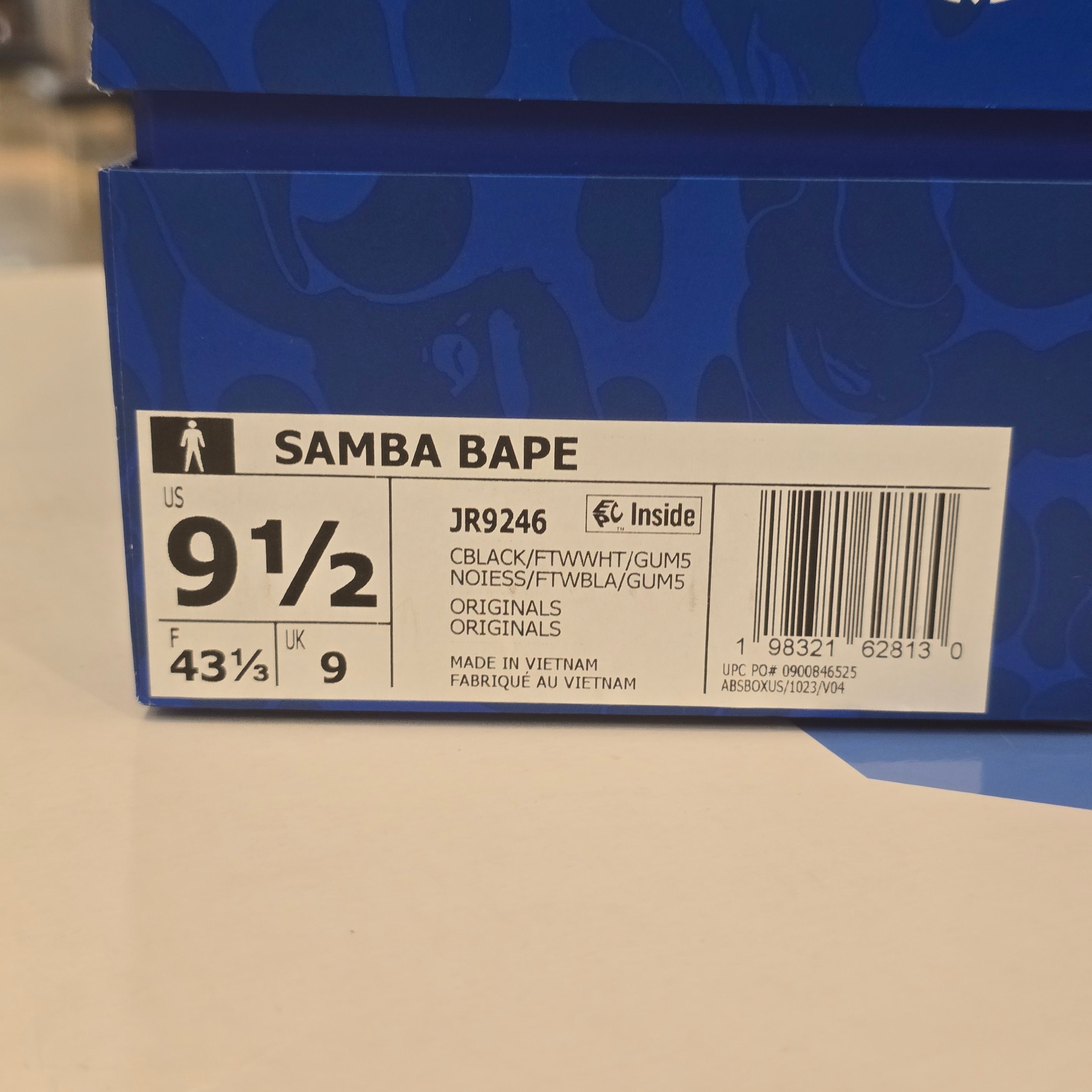 Adidas Samba Bape Black White Gum SZ 9.5