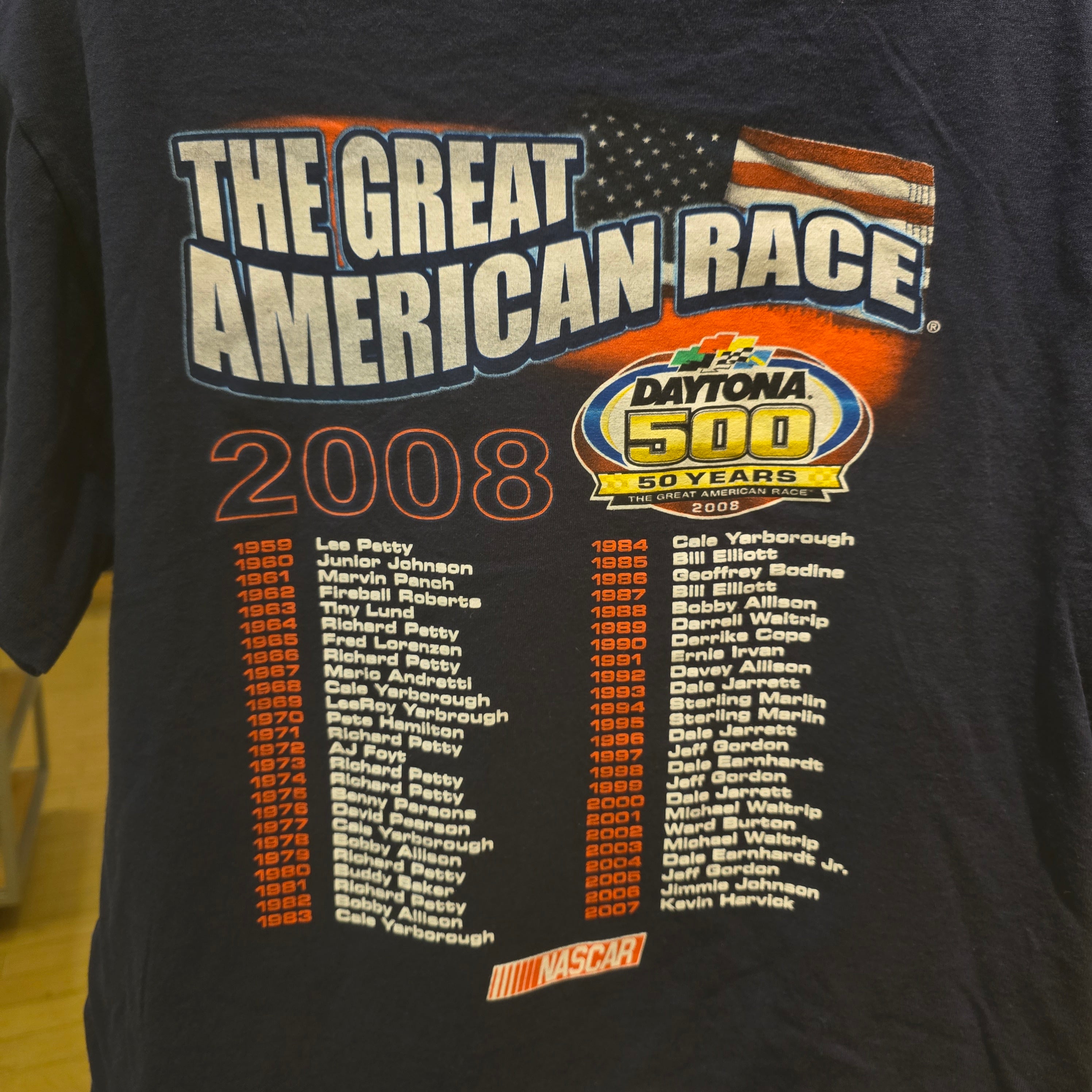 2008 Daytona 500 50th Anniversary Tee Navy Size Medium