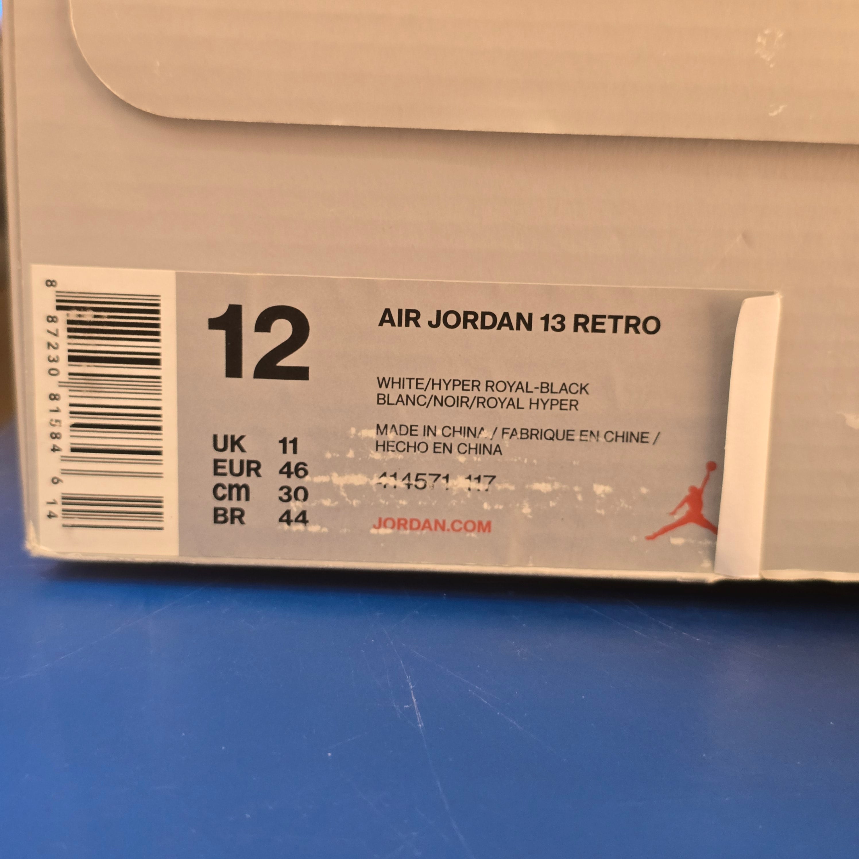 Jordan 13 Retro White Hyper Royal Black SZ 12 USED