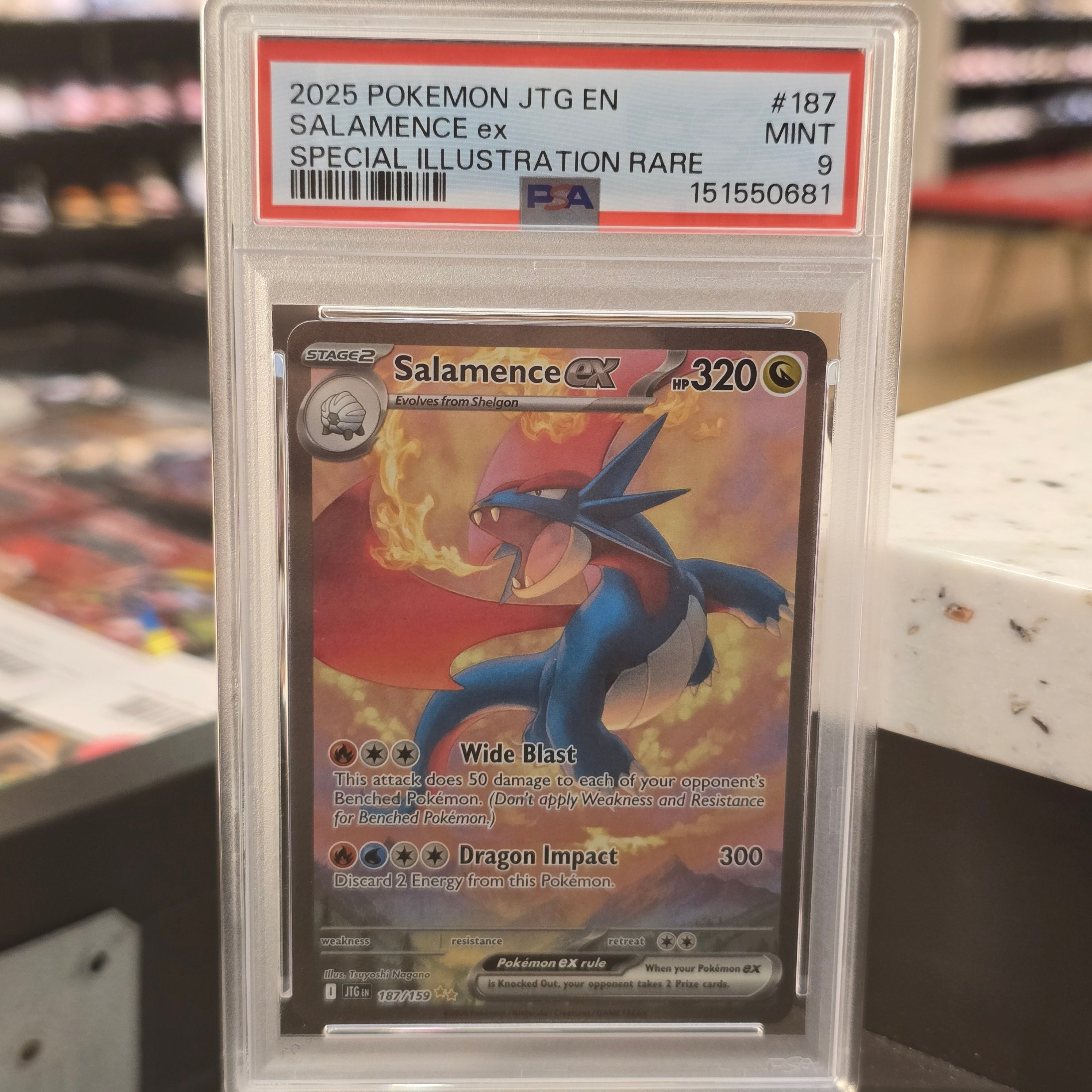 Pokemon Journey Together Salamence EX IR #187 PSA 9