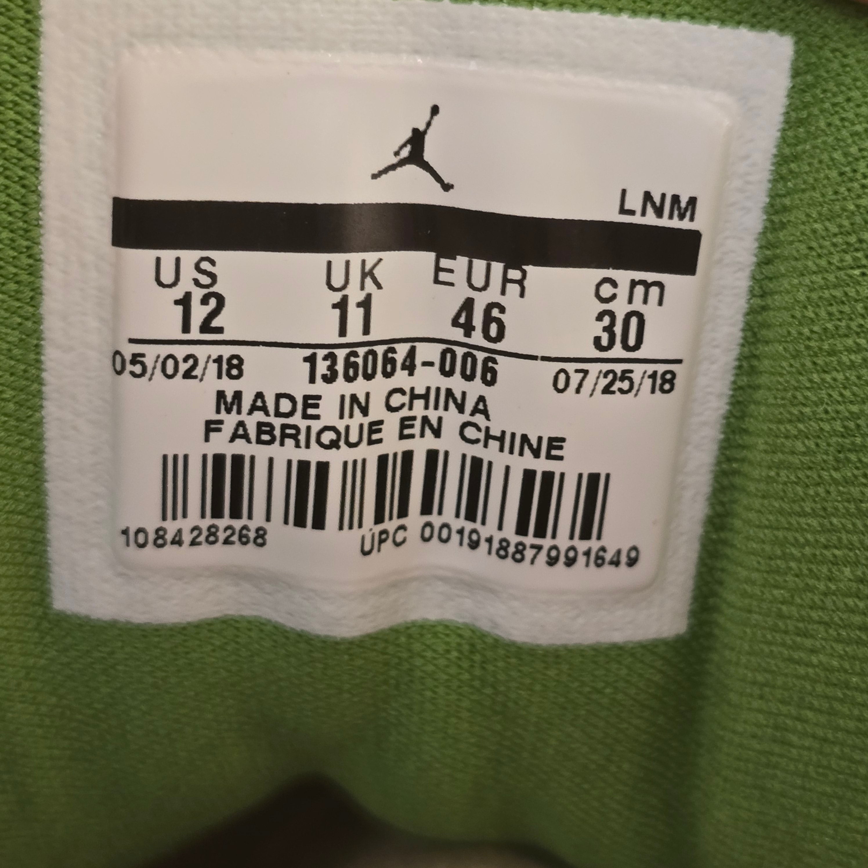 Jordan 3 Retro Chlorophyll SZ 12 USED