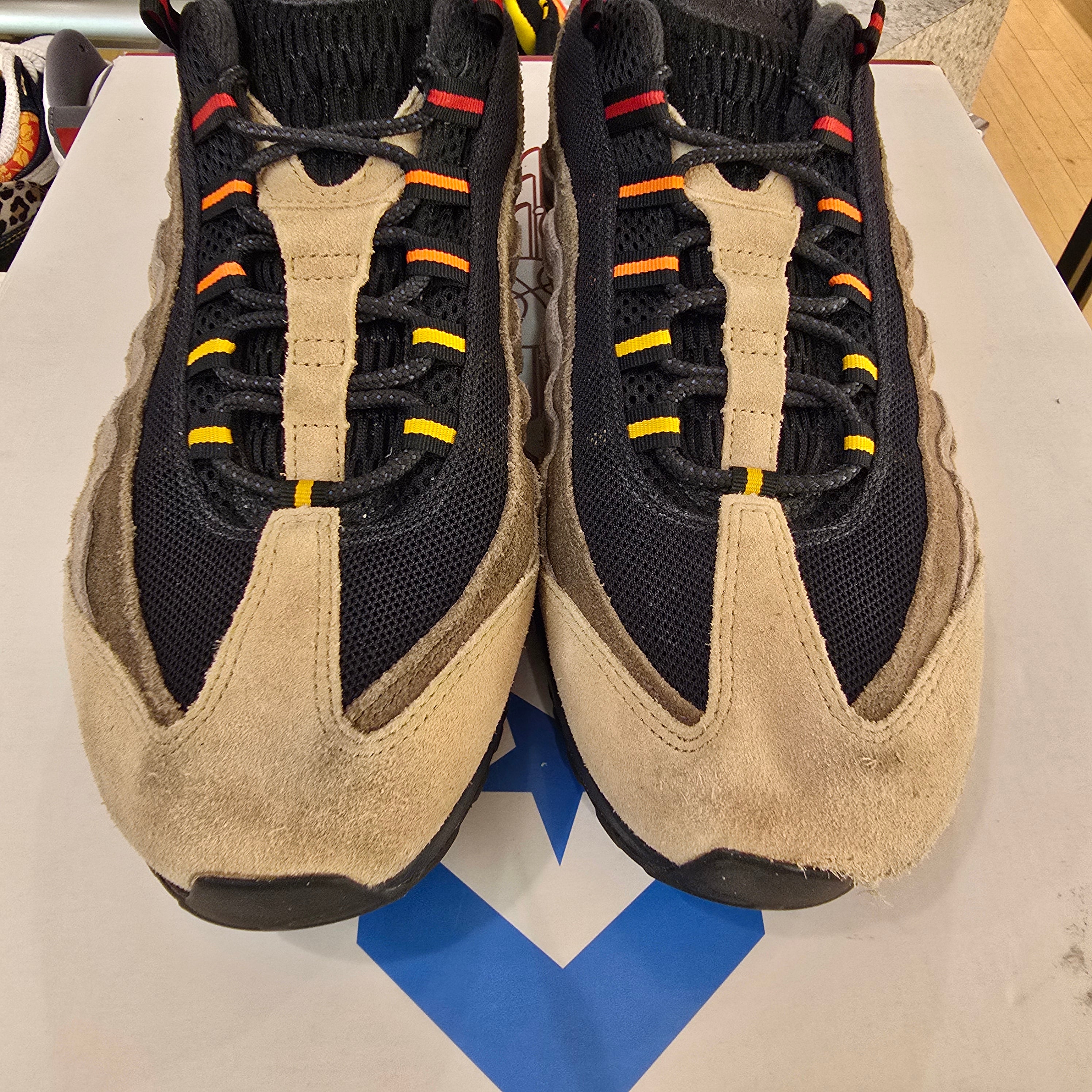 Air Max 95 Off Noir Limestone SZ 12 USED NO BOX HOLE ON LEFT SHOE