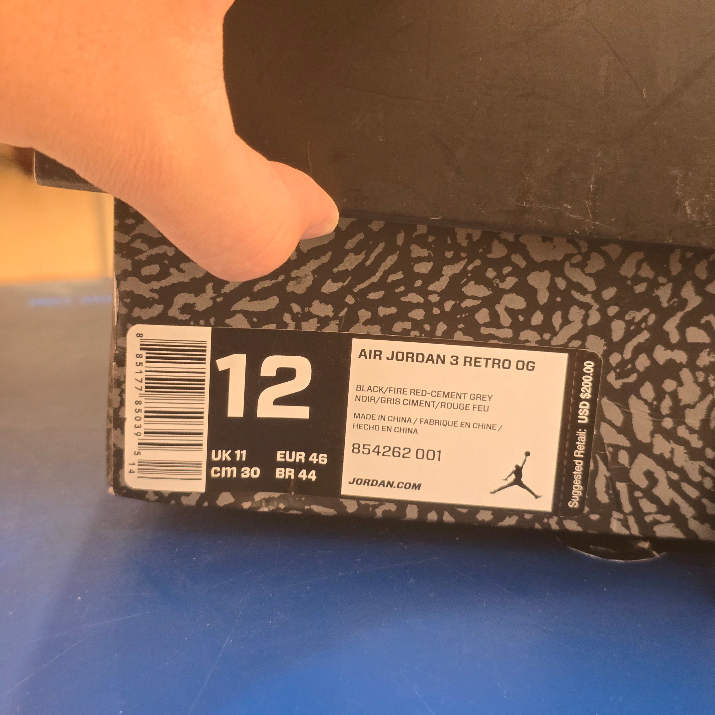 Jordan 3 Retro Black Cement (2018) SZ 12 USED GLITTERING
