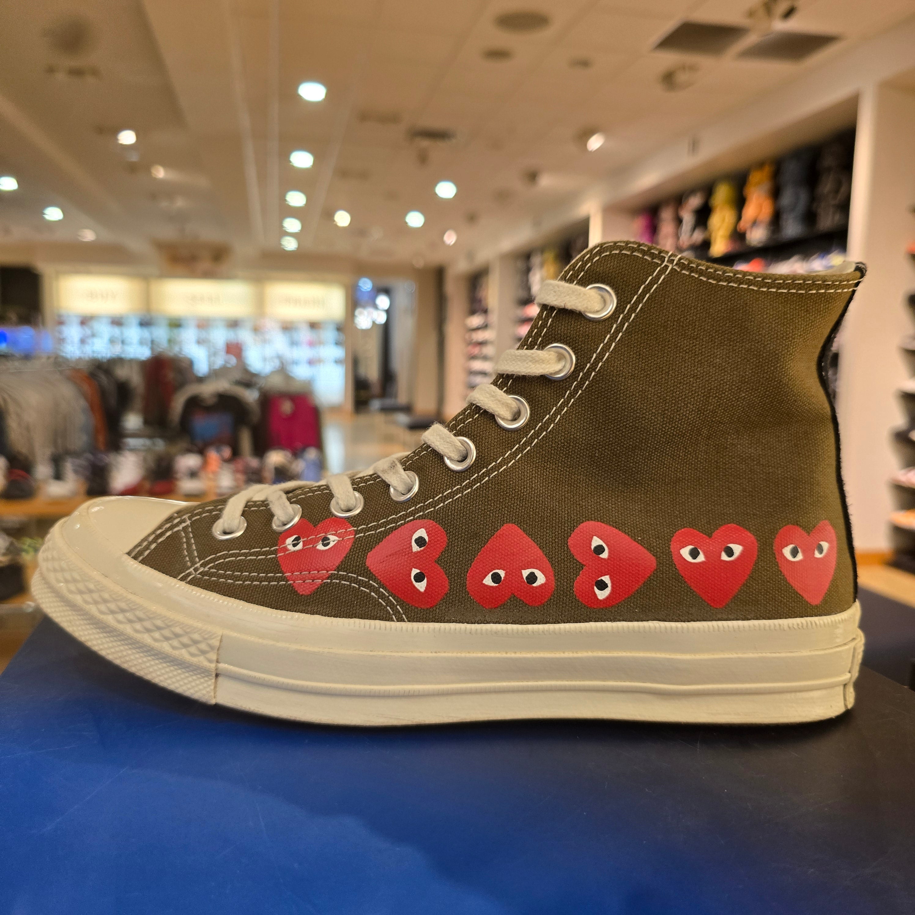 Converse Chuck Taylor All Star 70 Hi CDG PLAY Multi-Heart Green SZ 8 USED