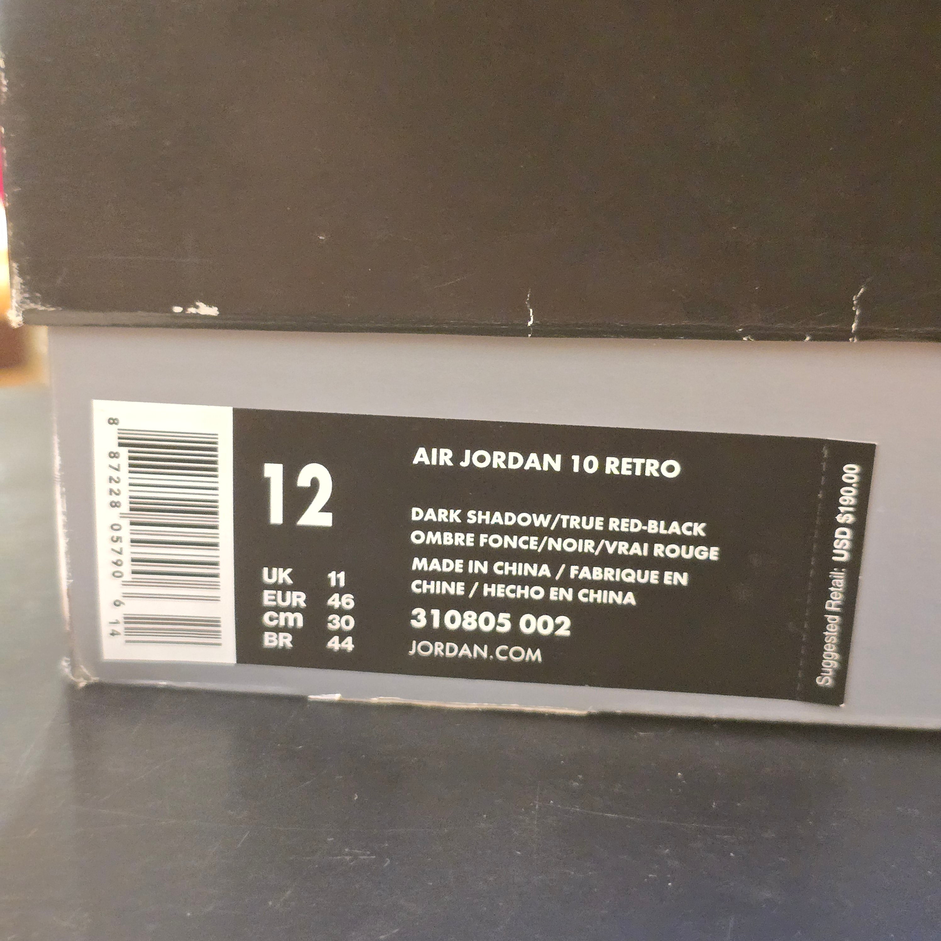 Jordan 10 Retro Shadow (2018) SZ 12 USED