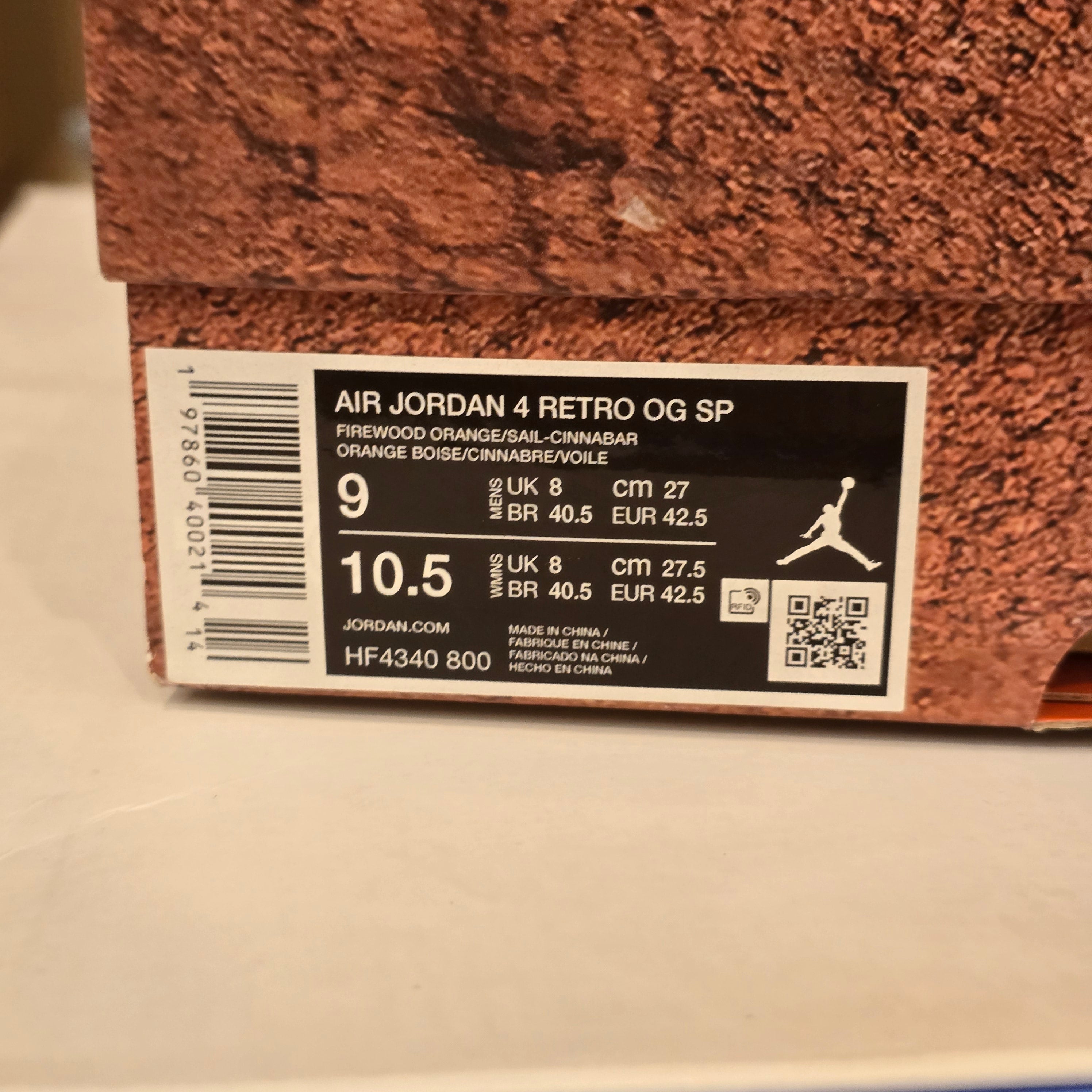 Jordan 4 Retro OG SP Nigel Sylvester Brick by Brick SZ 9
